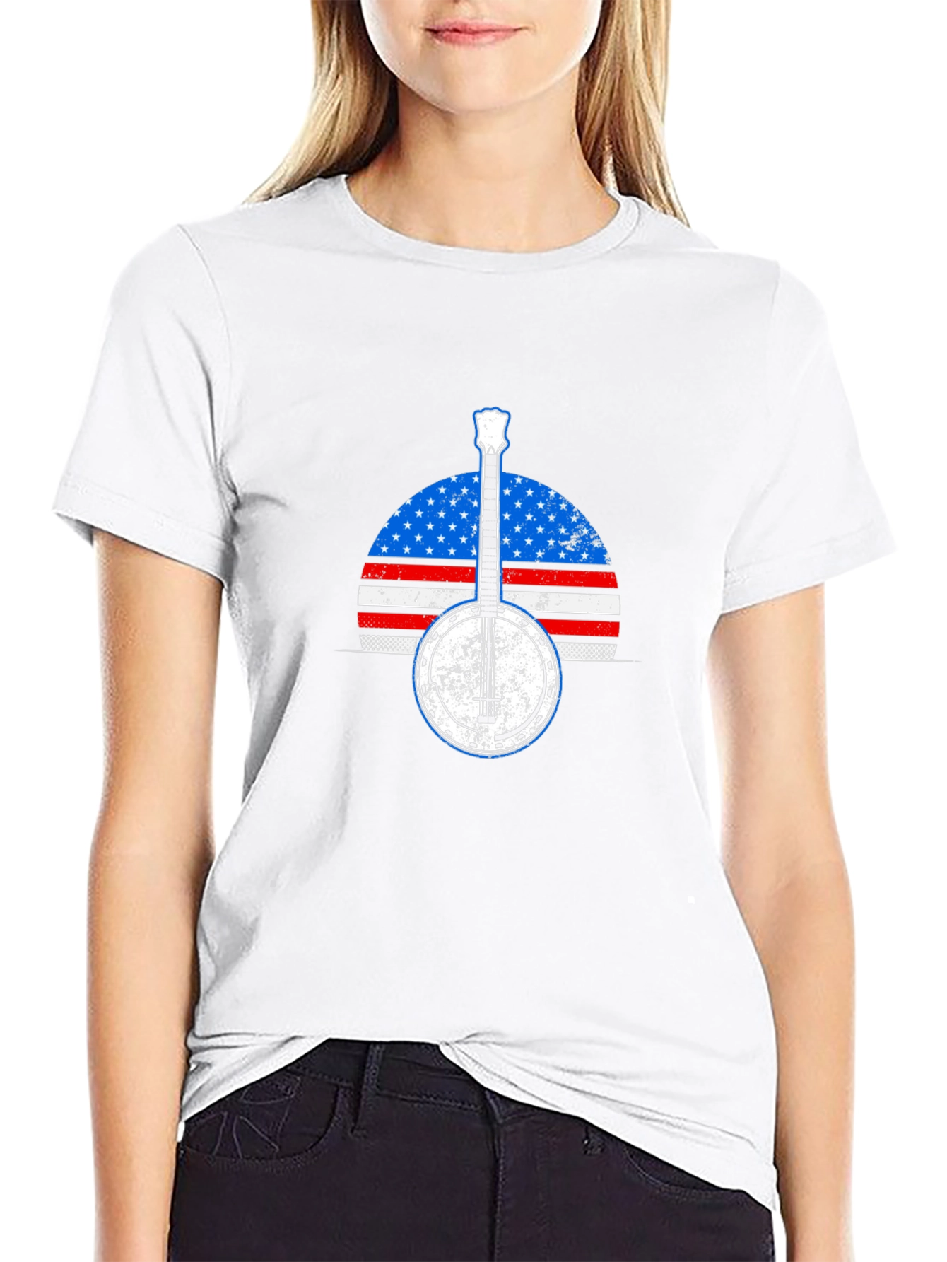 Banjo American Flag T-Shirt - Music Patriotic Tee