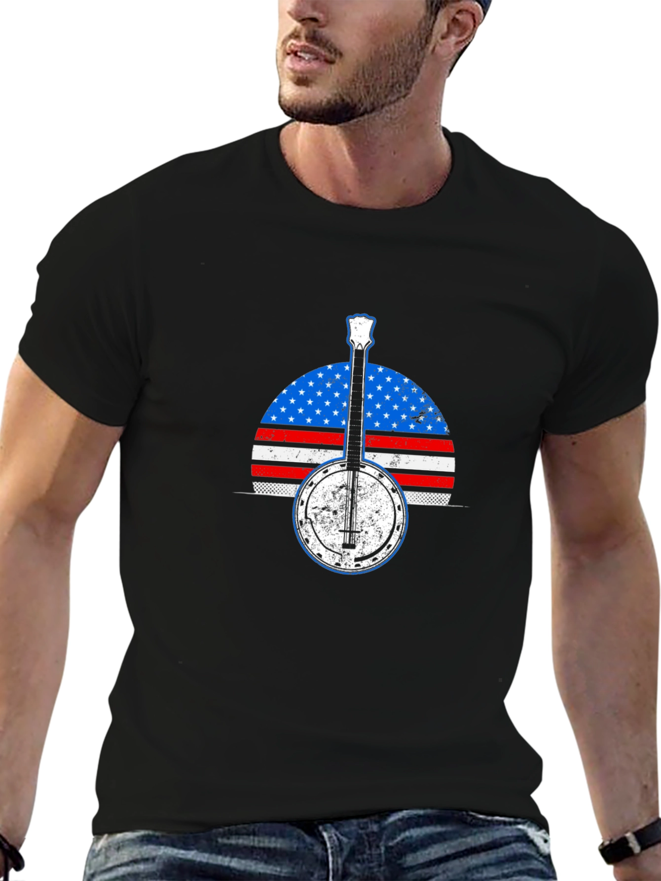 Banjo American Flag T-Shirt - Music Patriotic Tee