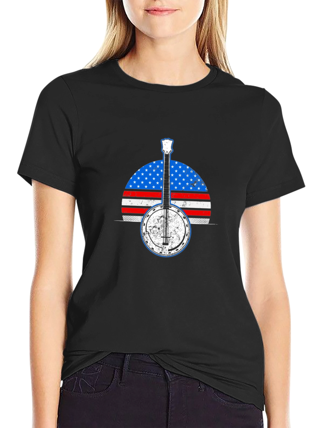 Banjo American Flag T-Shirt - Music Patriotic Tee