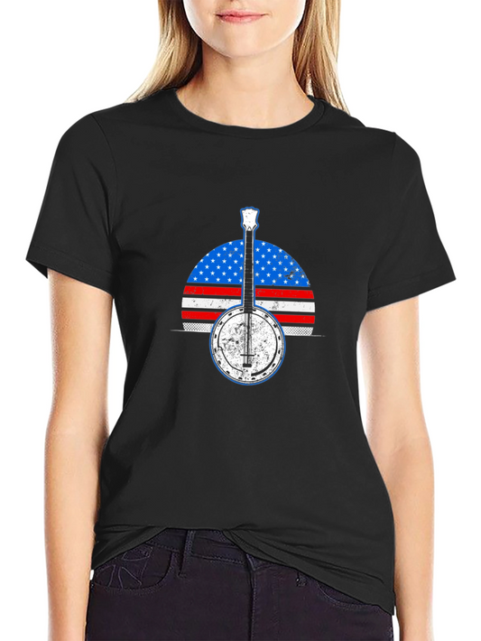Banjo American Flag T-Shirt - Music Patriotic Tee