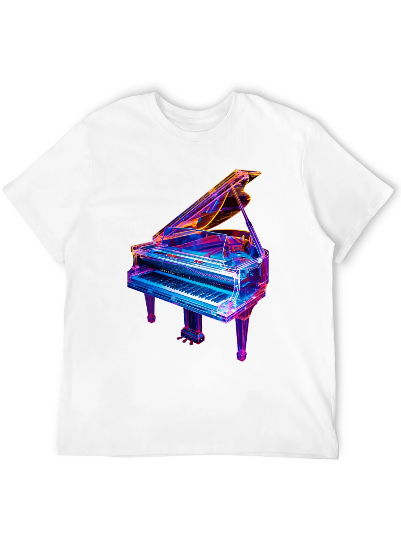 Neon Piano Graphic T-Shirt - Unique Music Lover Tee