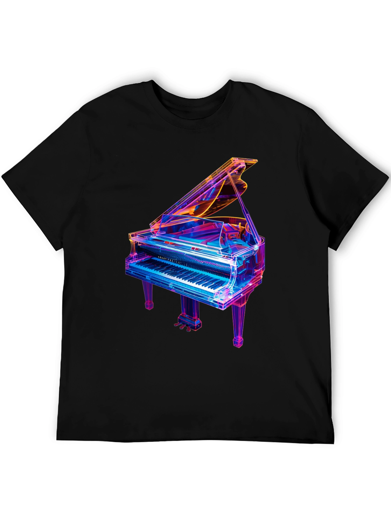 Neon Piano Graphic T-Shirt - Unique Music Lover Tee