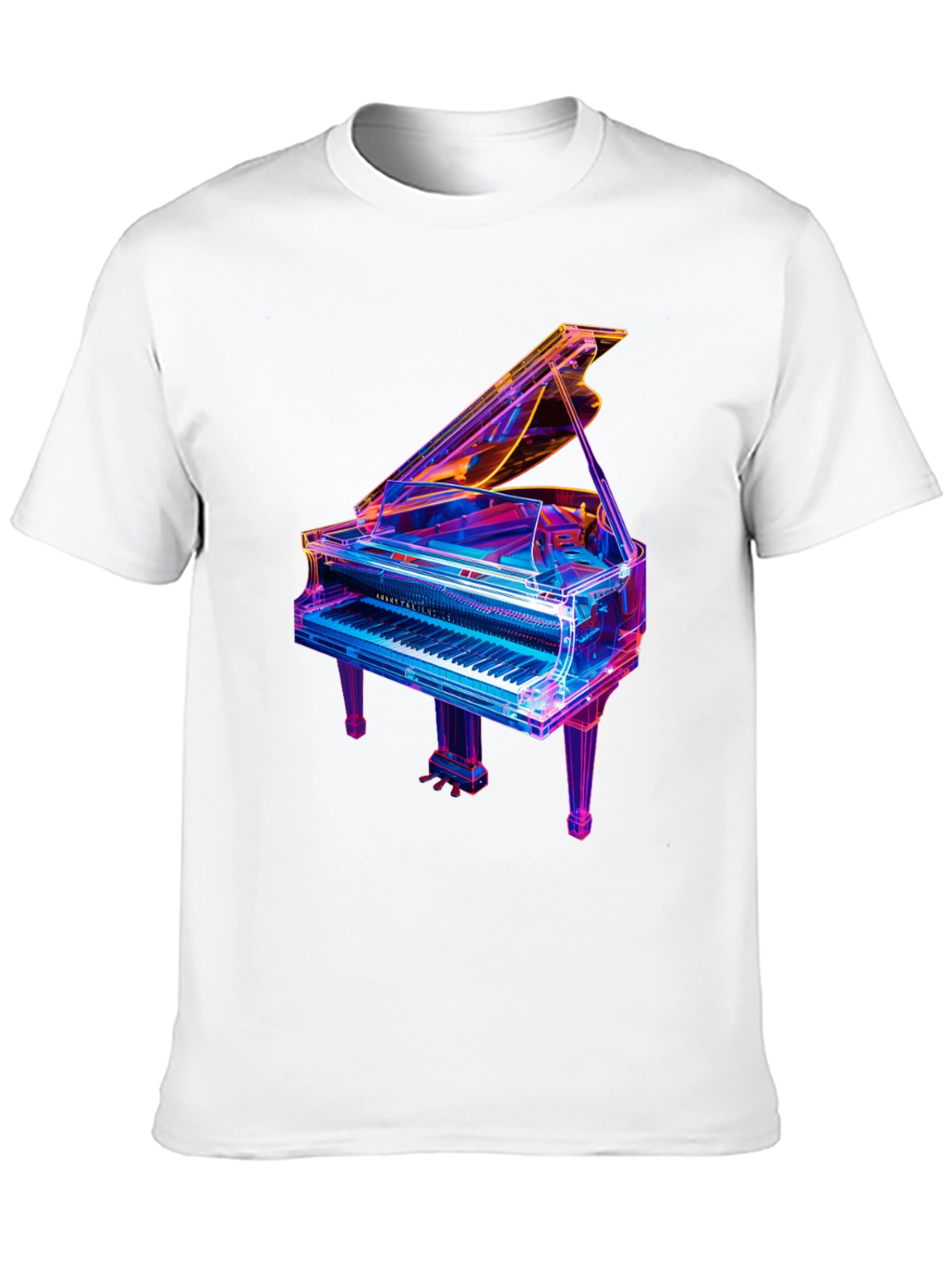 Neon Piano Graphic T-Shirt - Unique Music Lover Tee