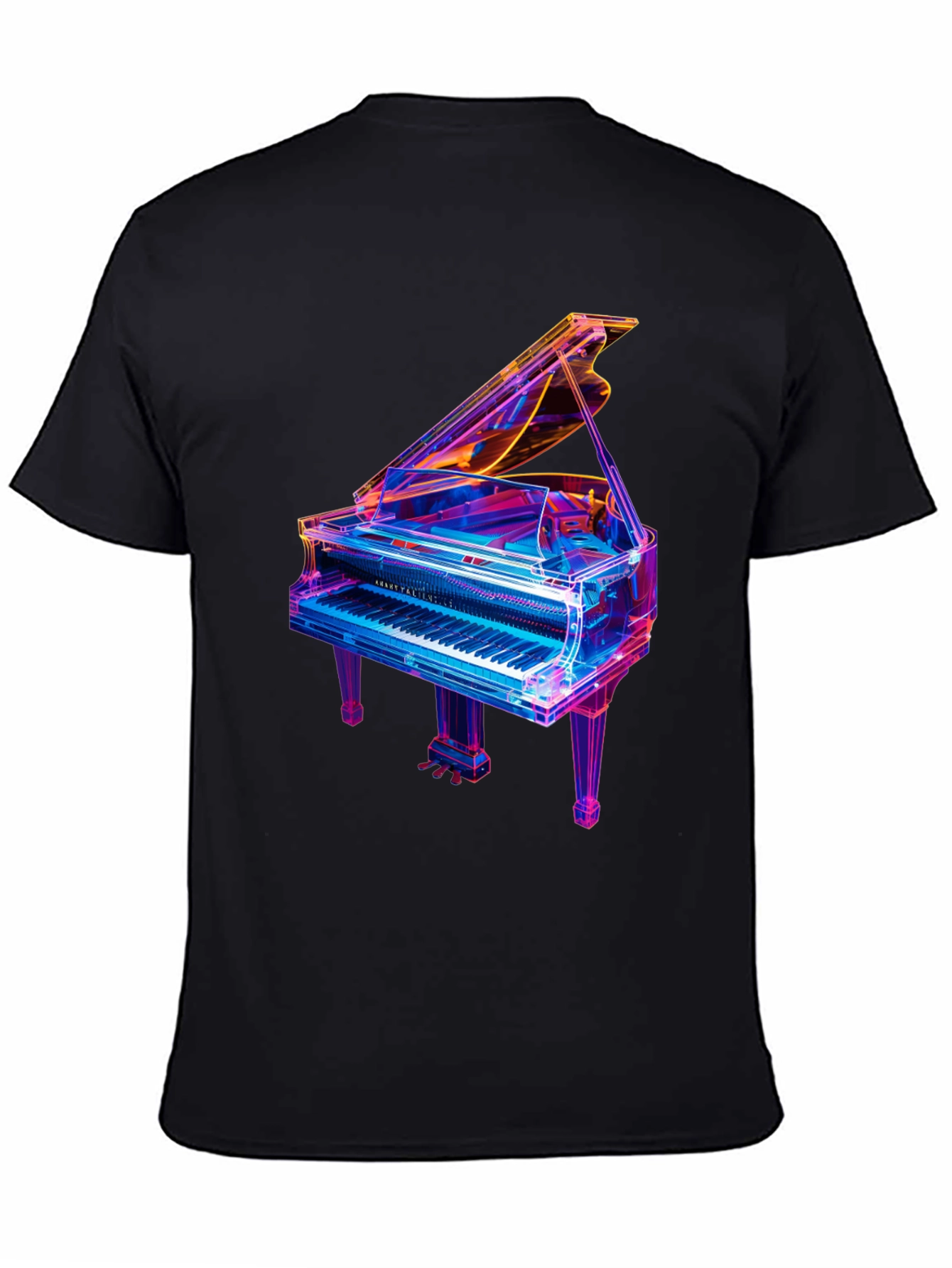 Neon Piano Graphic T-Shirt - Unique Music Lover Tee