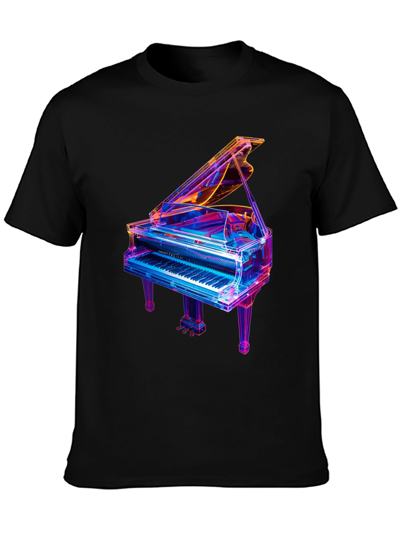 Neon Piano Graphic T-Shirt - Unique Music Lover Tee
