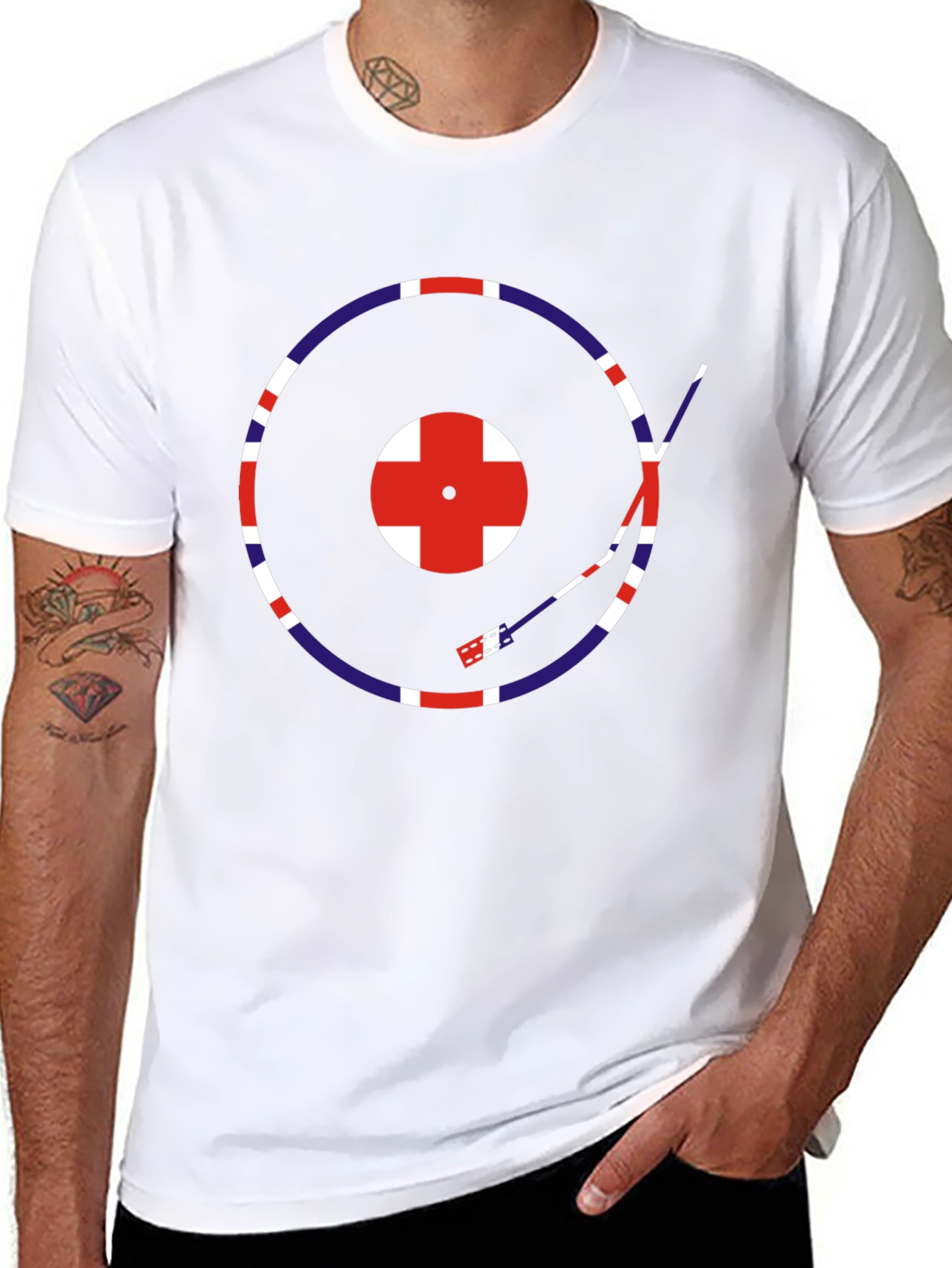 Retro Union Jack Vinyl Record T-Shirt