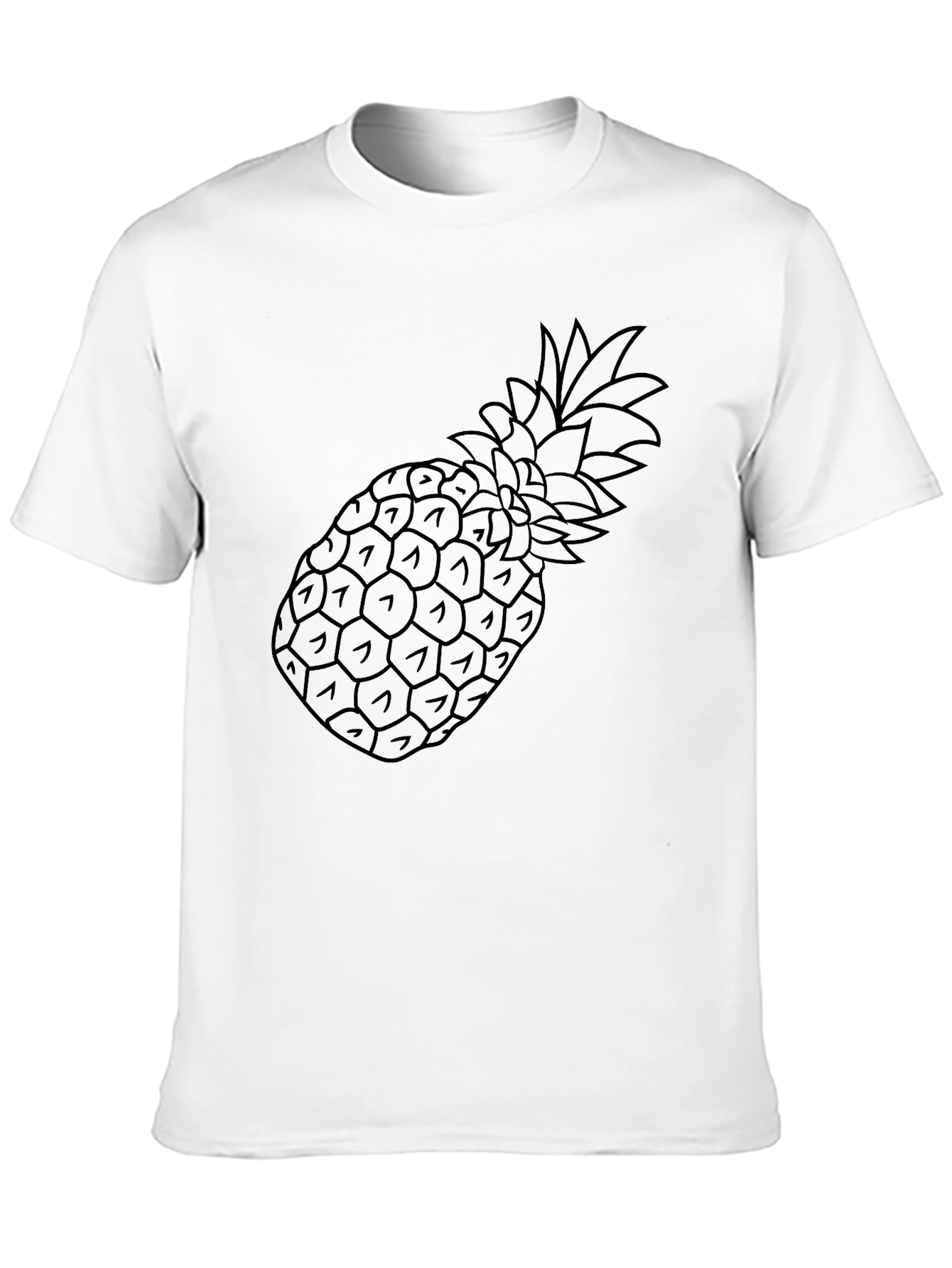 Black Pineapple Outline Graphic Tee Shirt