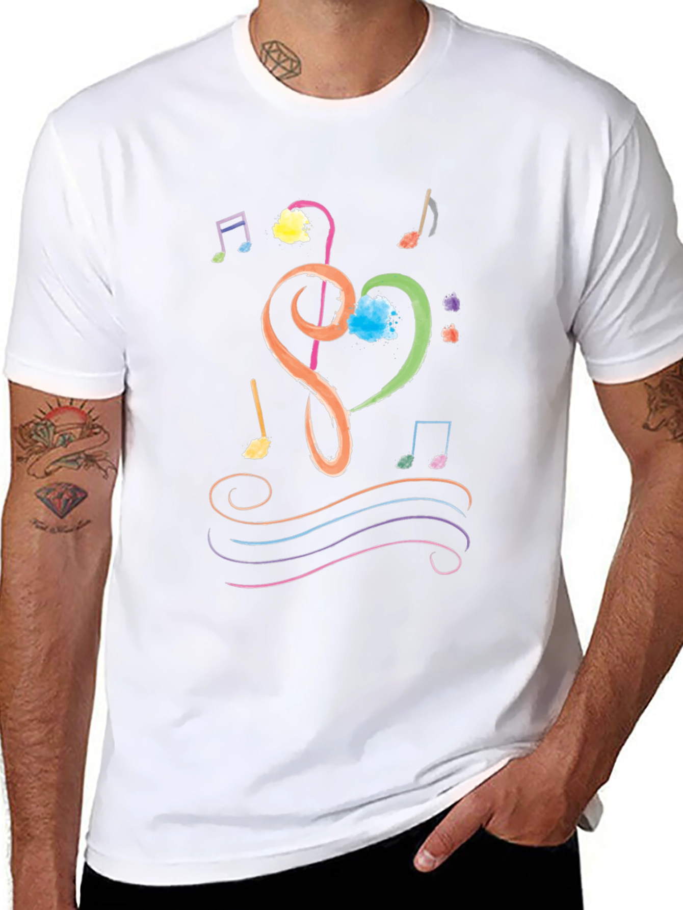 Musical Heart T-Shirt - Treble Clef Notes Tee