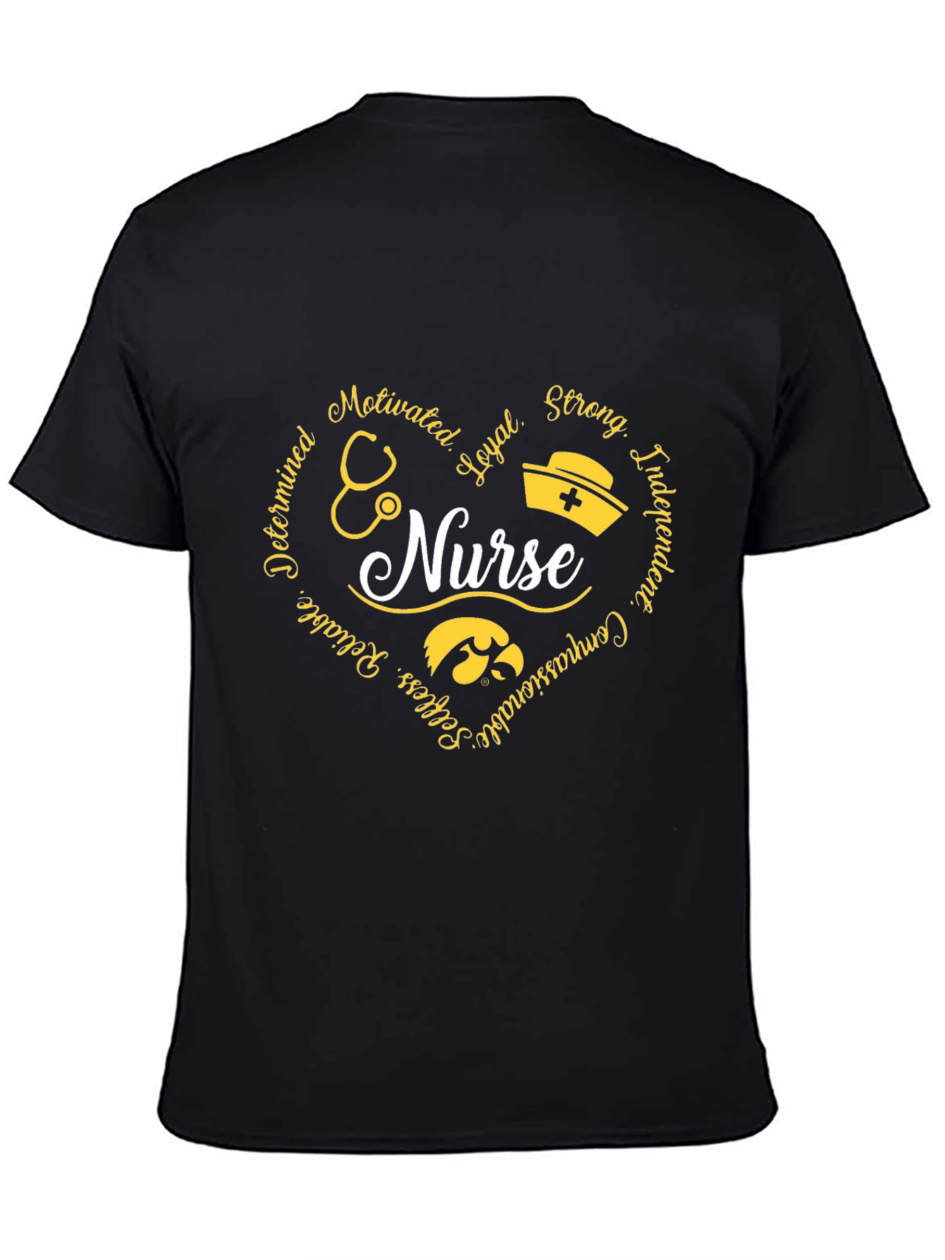 Nurse Heart Graphic Tee - Black
