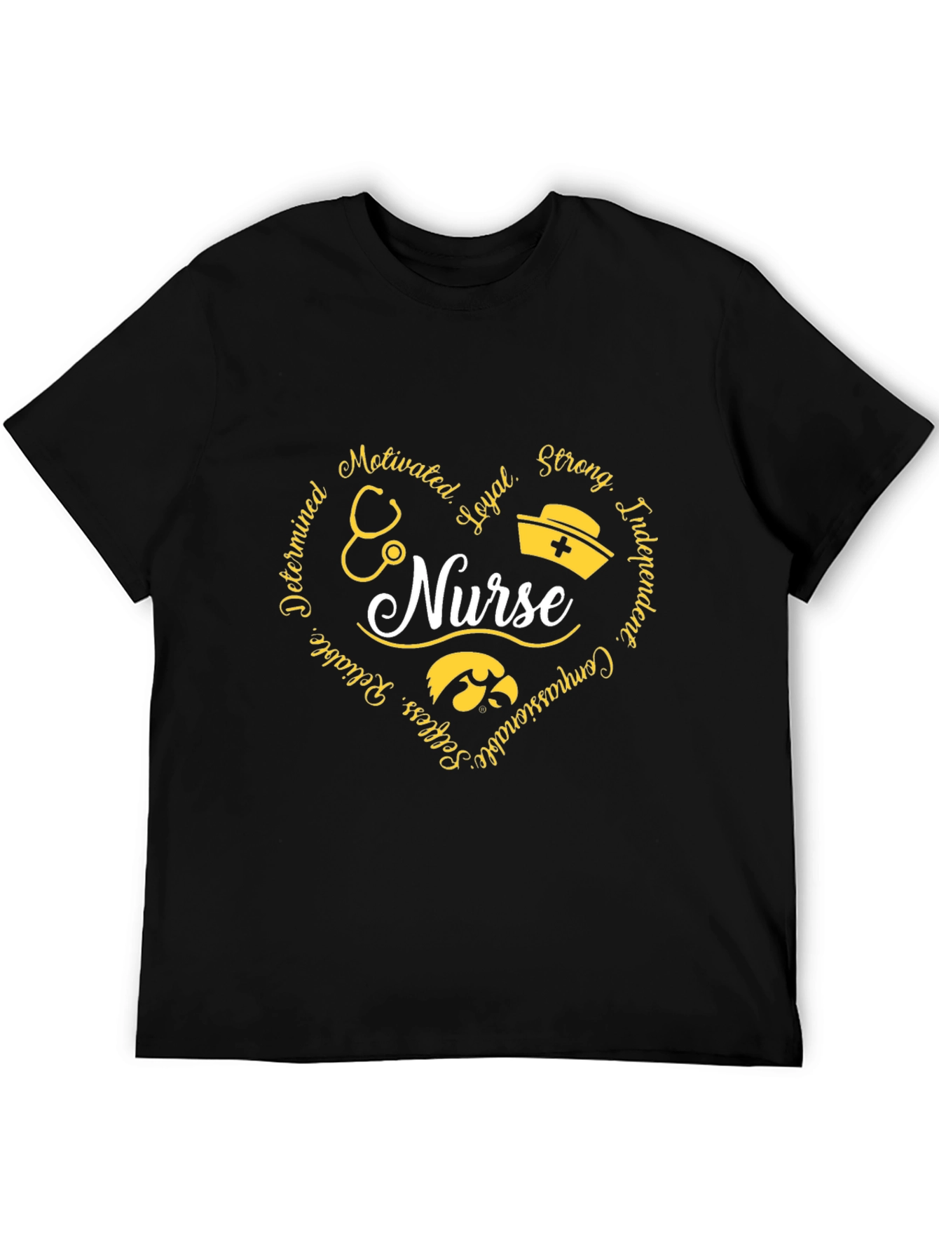 Nurse Heart Graphic Tee - Black