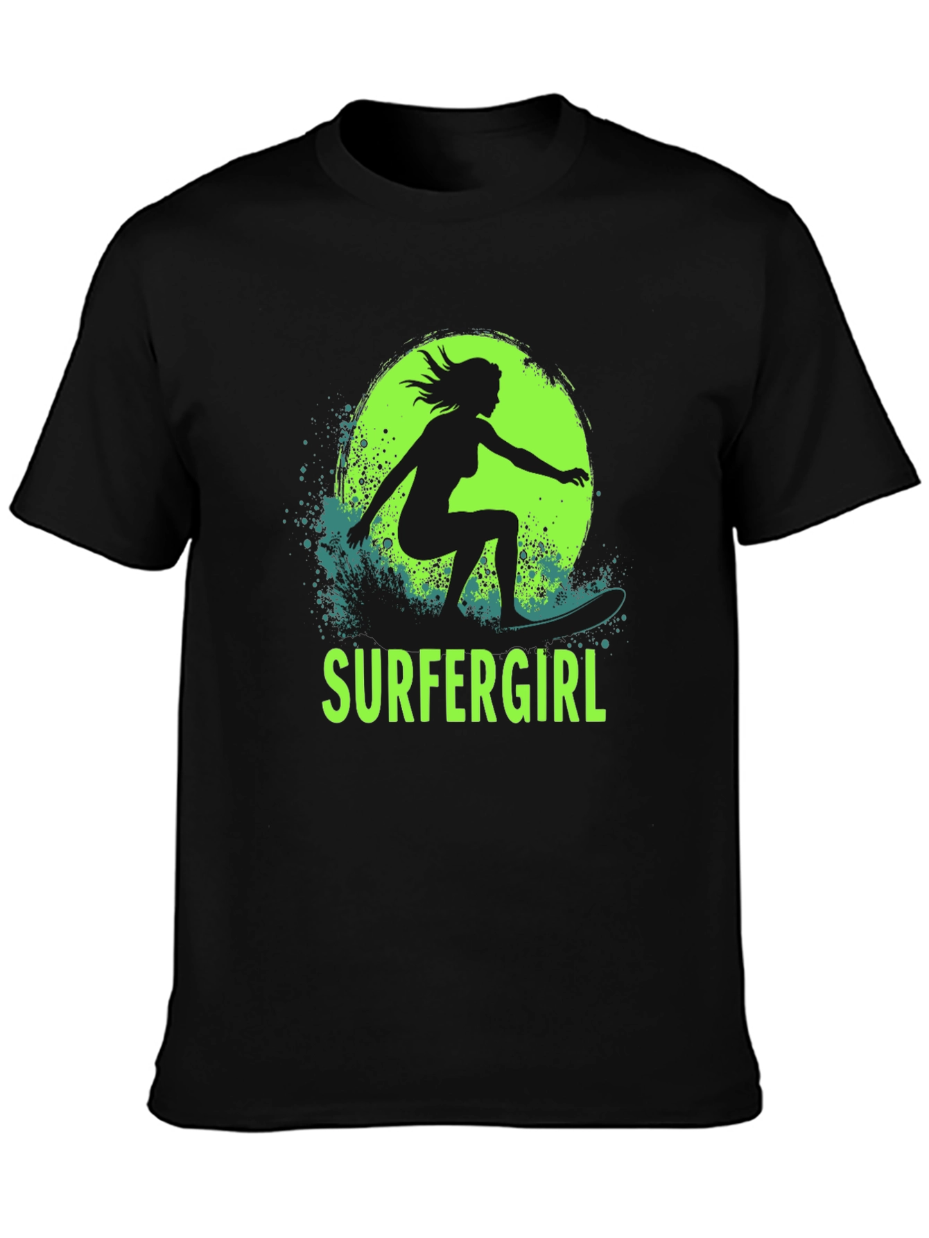 Surfer Girl T-Shirt - Black Cotton Graphic Tee