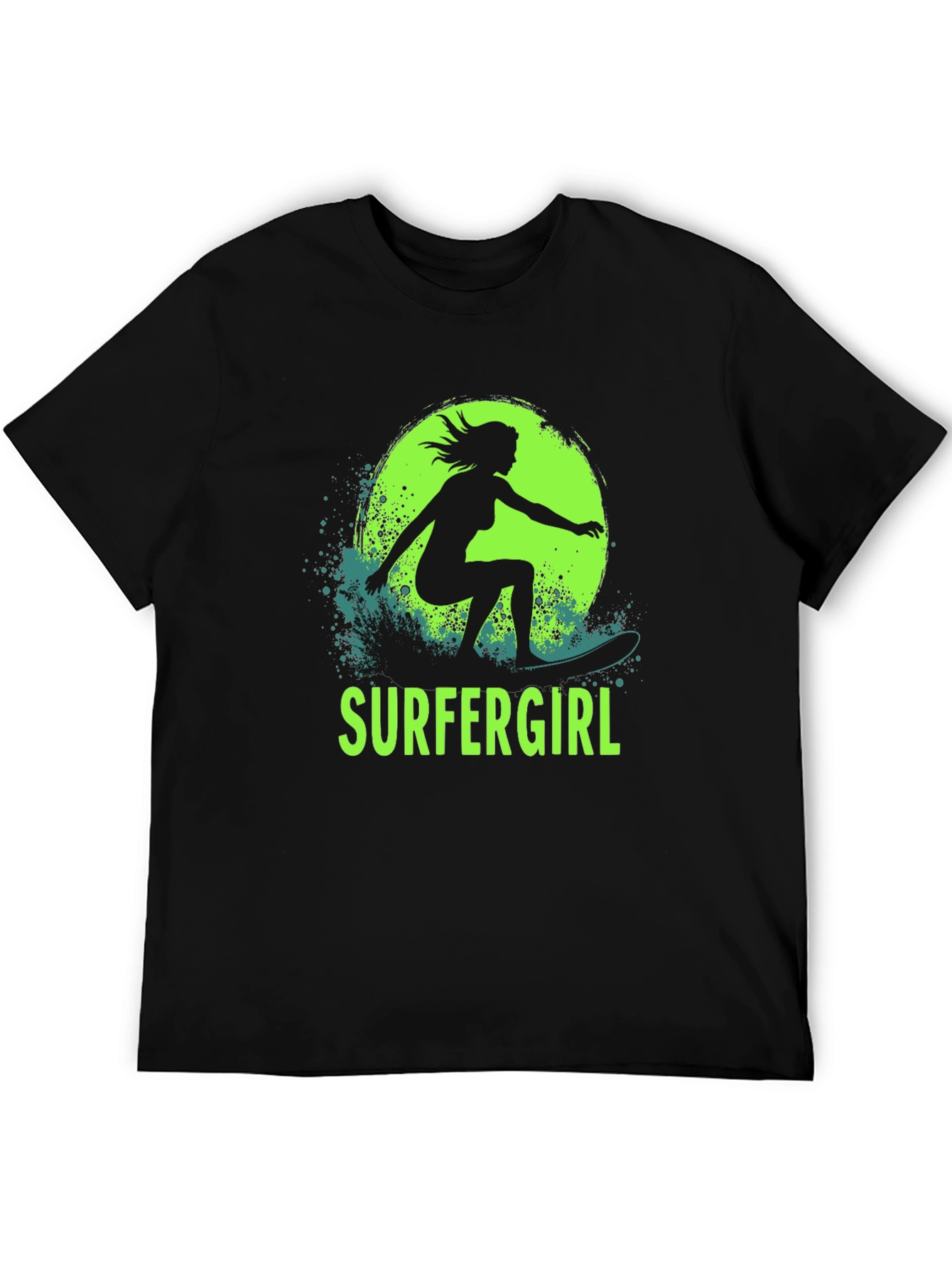 Surfer Girl T-Shirt - Black Cotton Graphic Tee