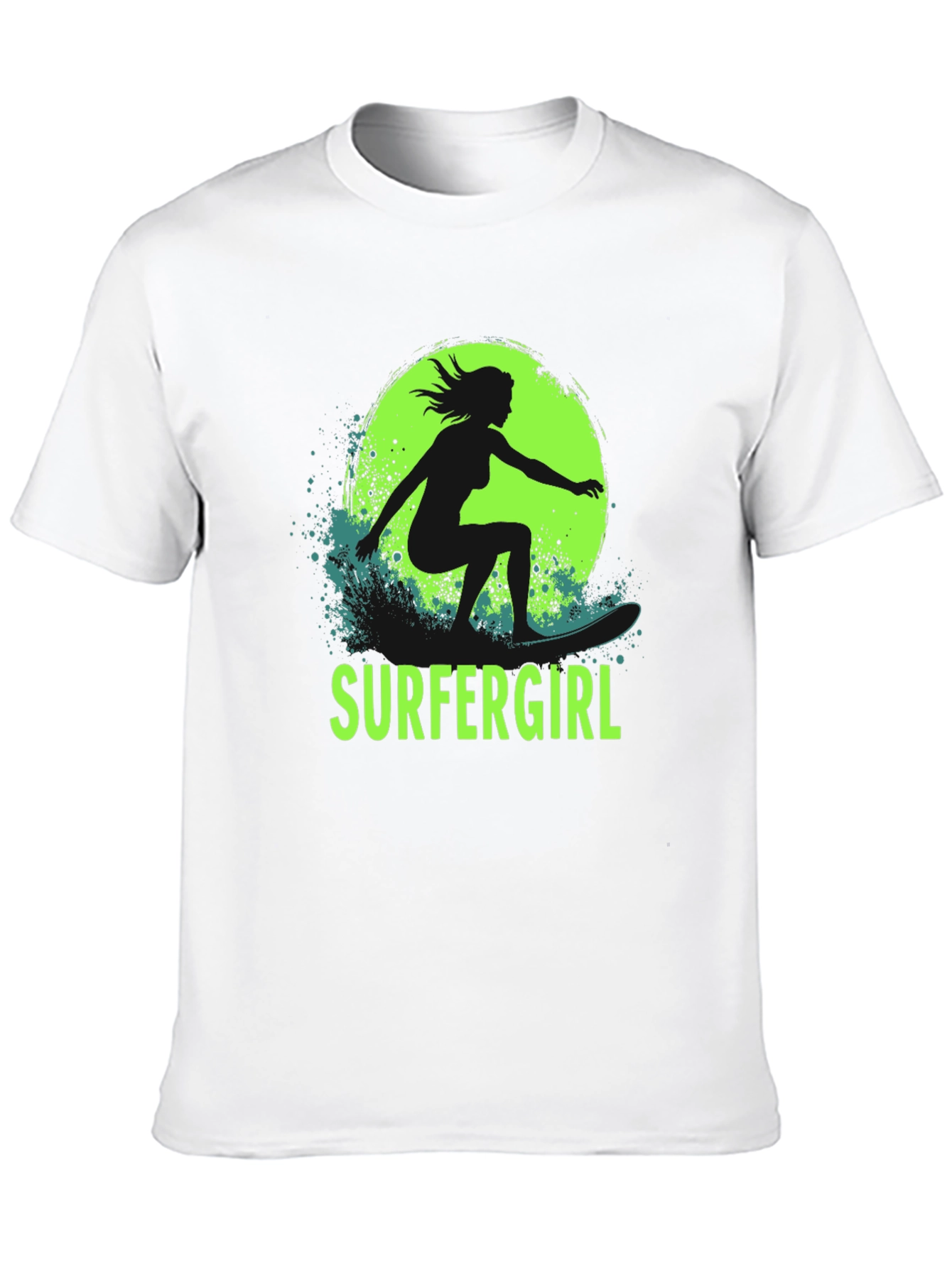 Surfer Girl T-Shirt - Black Cotton Graphic Tee