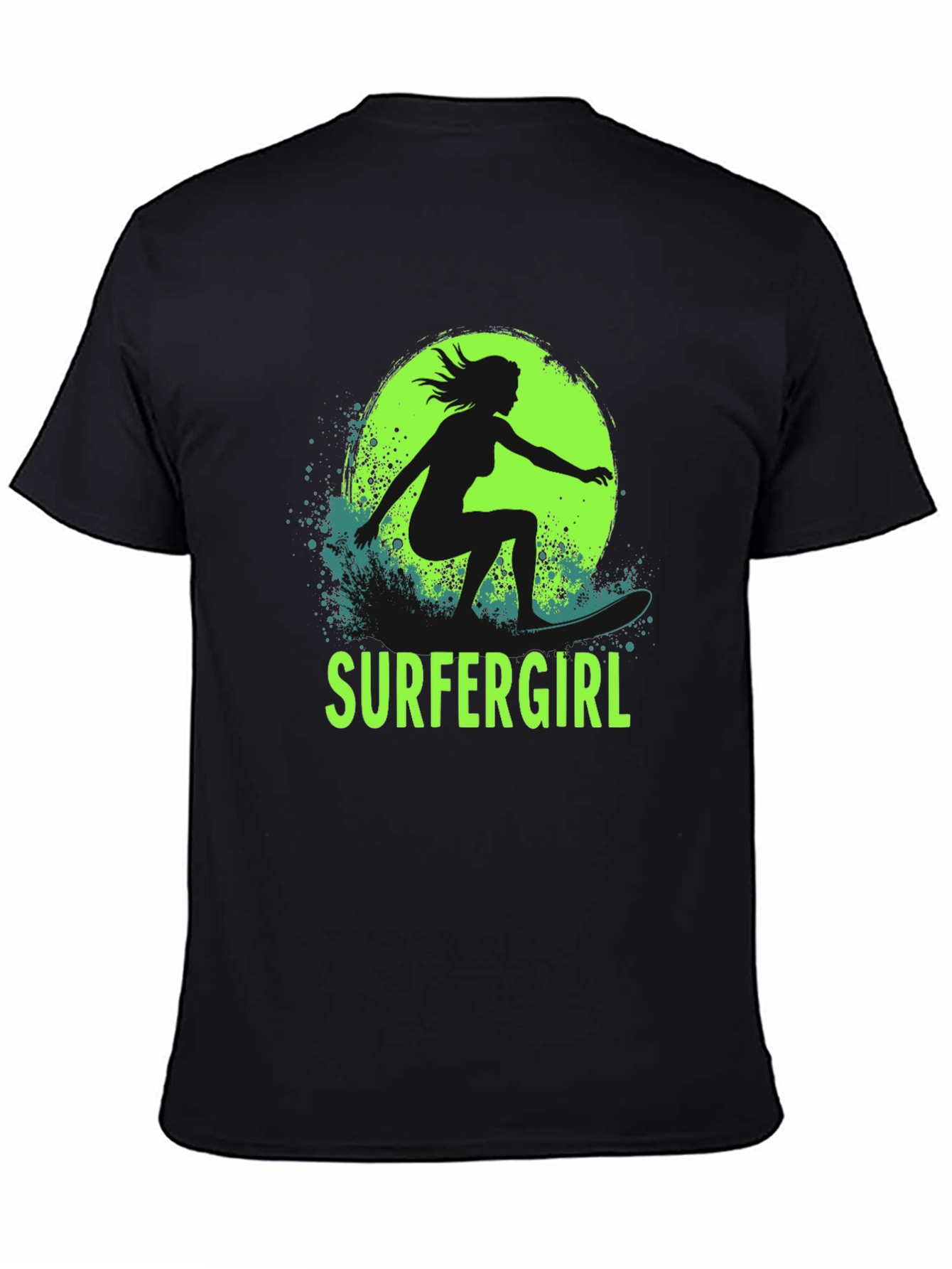 Surfer Girl T-Shirt - Black Cotton Graphic Tee