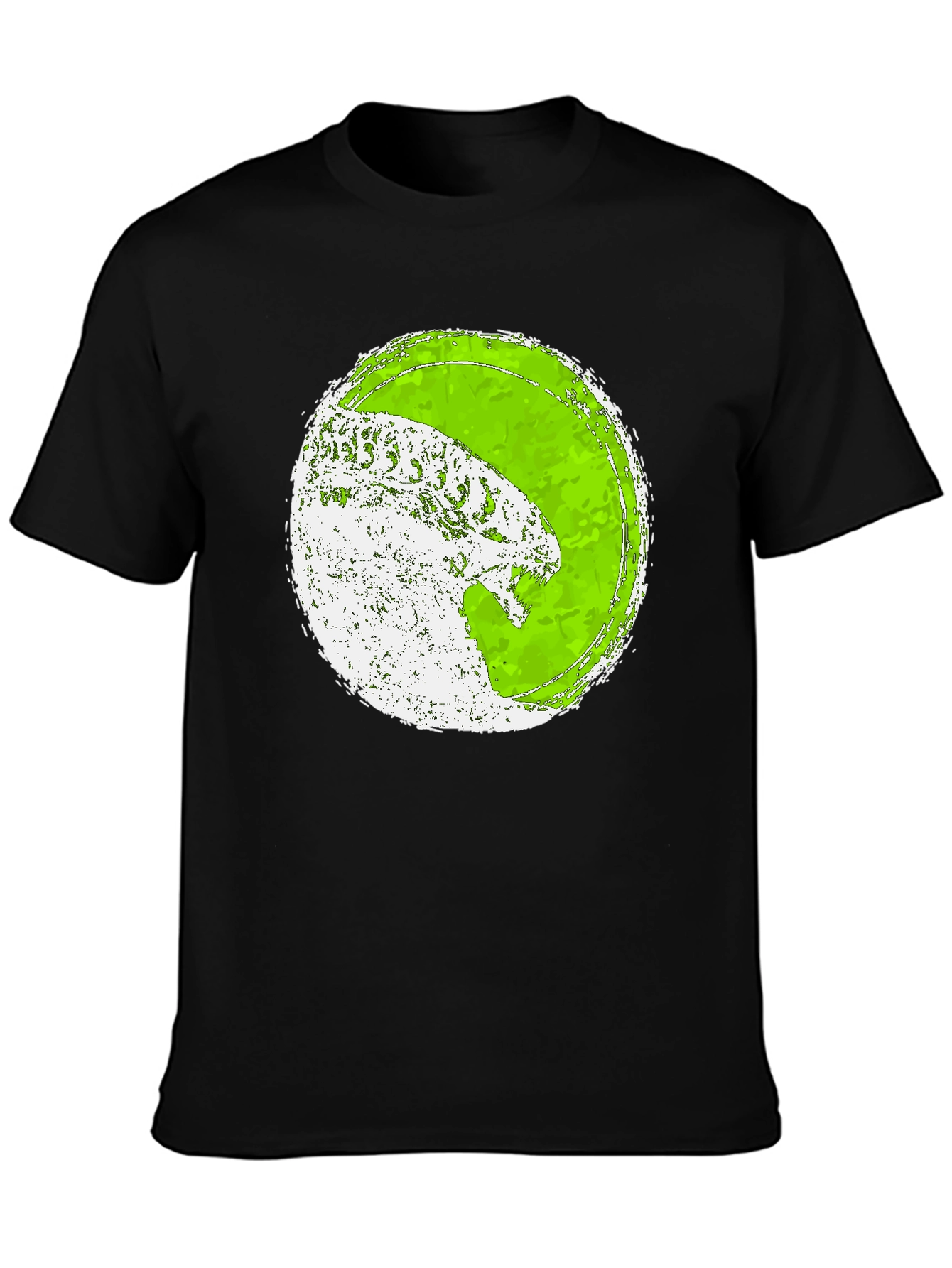 Distressed Green Alien Graphic Tee - Black