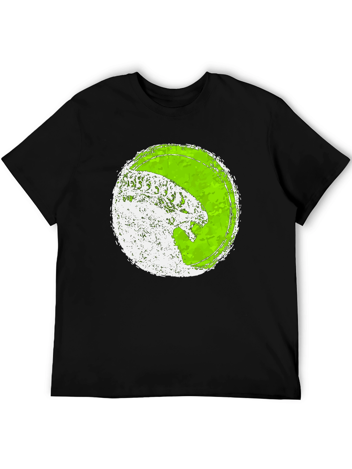 Distressed Green Alien Graphic Tee - Black