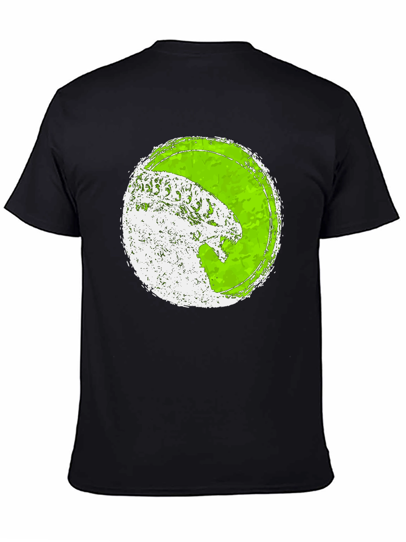 Distressed Green Alien Graphic Tee - Black