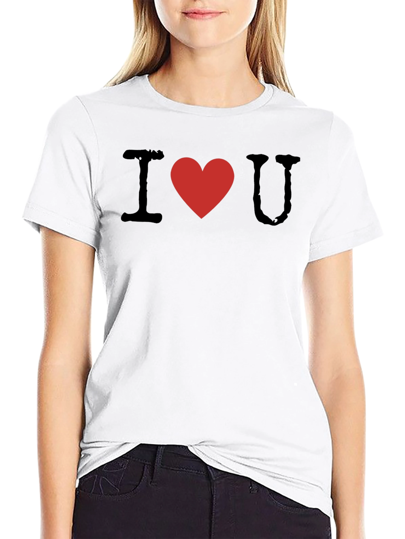 I Heart U Graphic Tee - Black