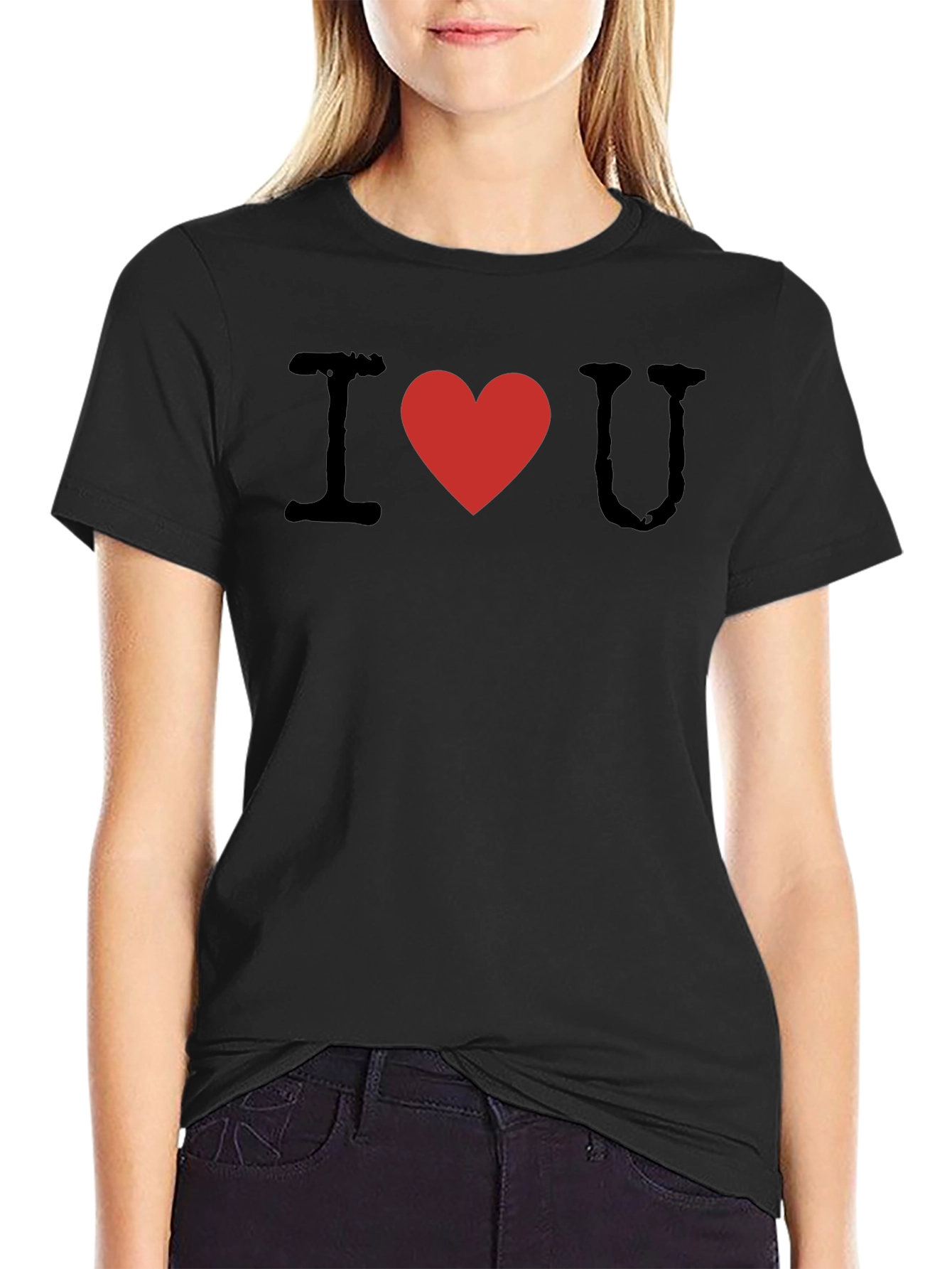 I Heart U Graphic Tee - Black