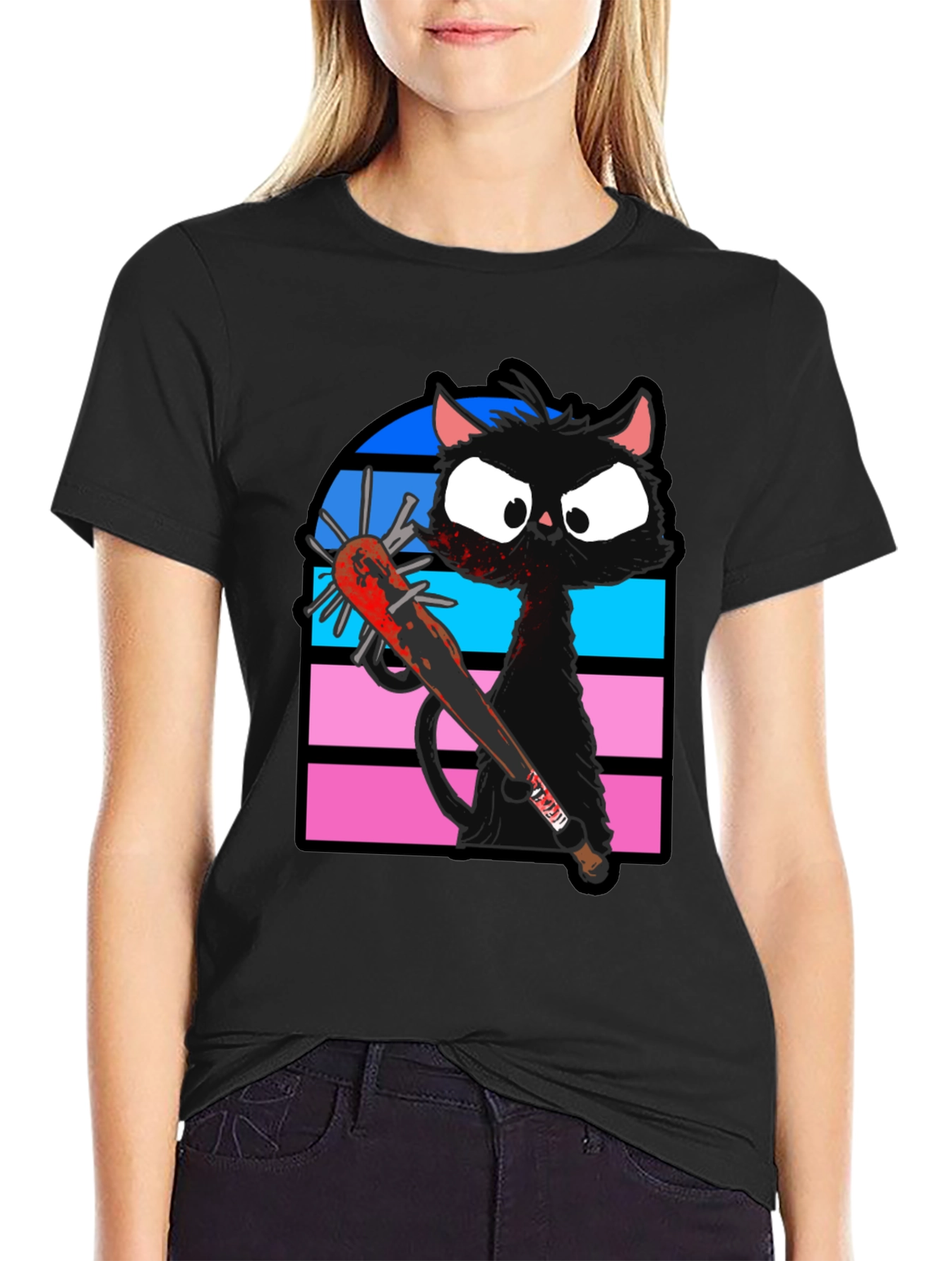 Black Cat Baseball Bat T-Shirt