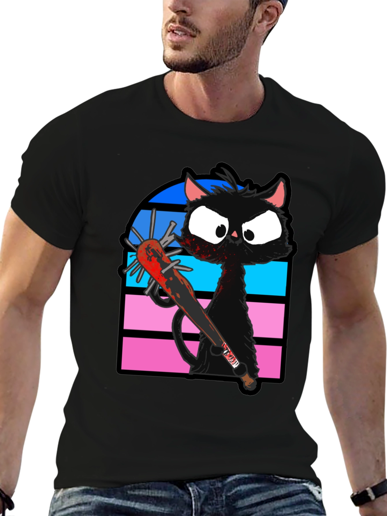 Black Cat Baseball Bat T-Shirt