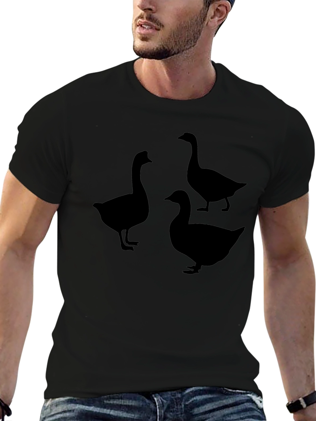 Mens Black Goose Silhouette Graphic T-Shirt