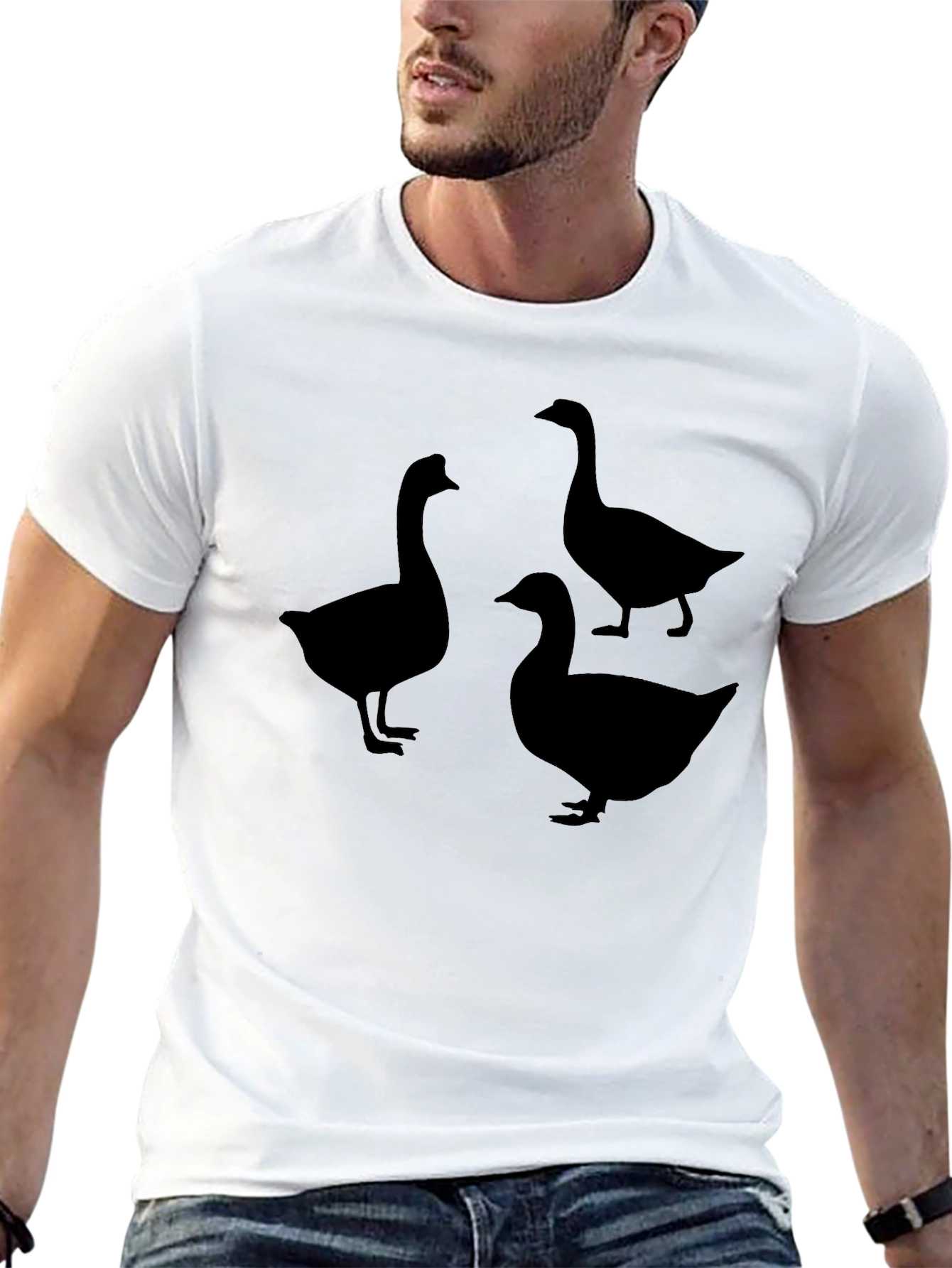 Mens Black Goose Silhouette Graphic T-Shirt