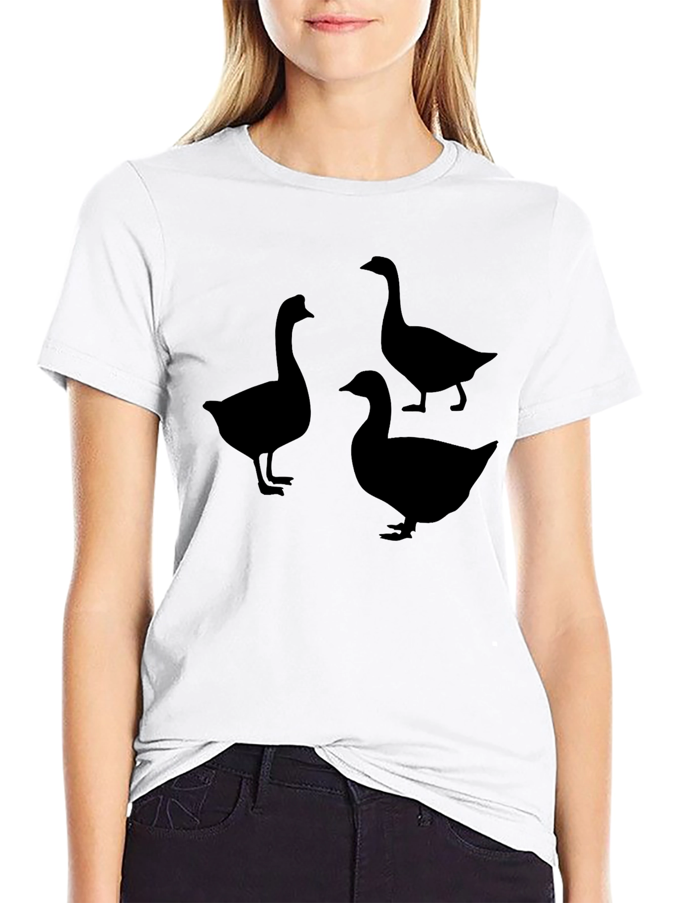 Mens Black Goose Silhouette Graphic T-Shirt