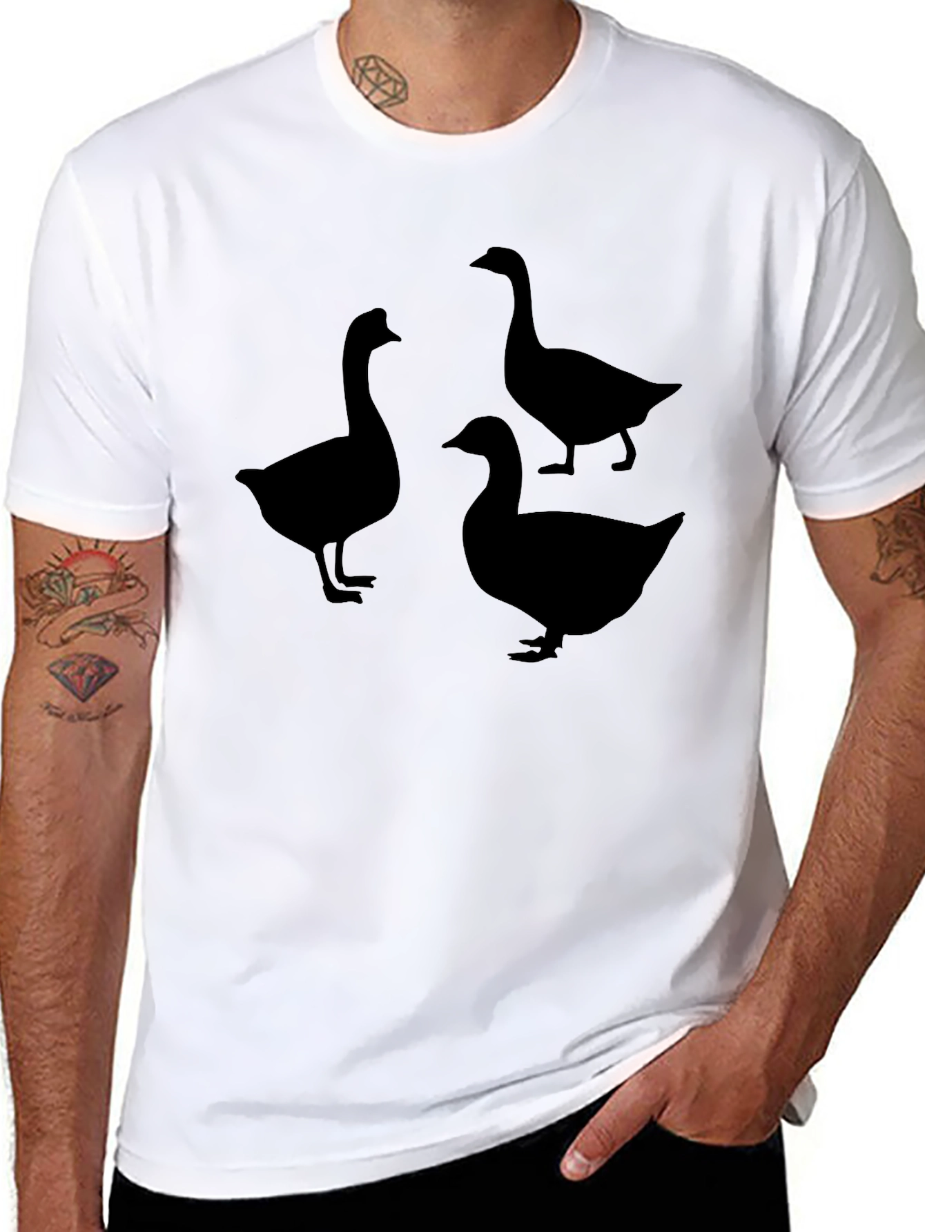 Mens Black Goose Silhouette Graphic T-Shirt