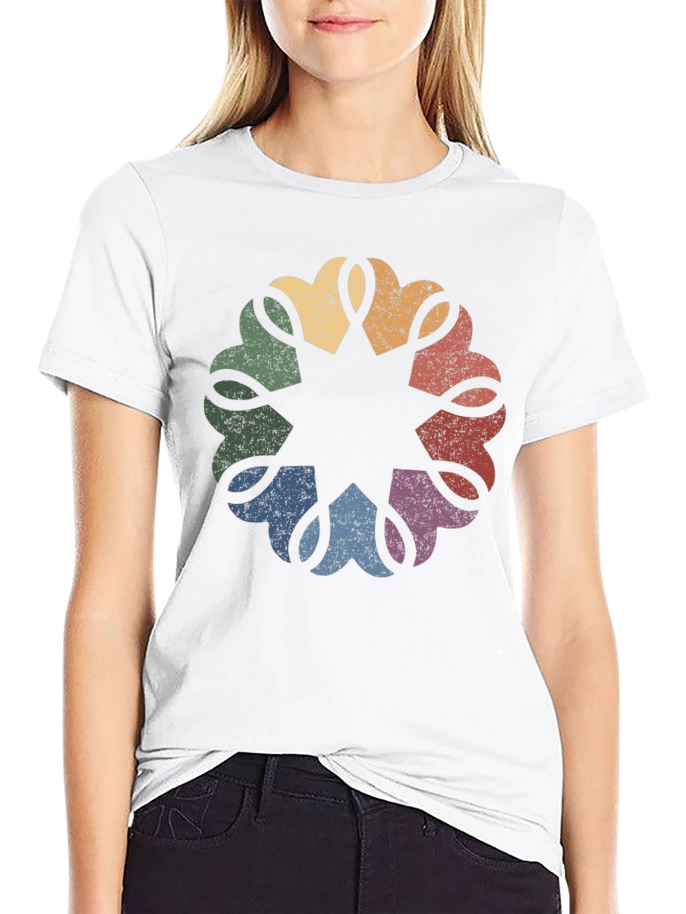 Retro Rainbow Mandala Graphic Tee