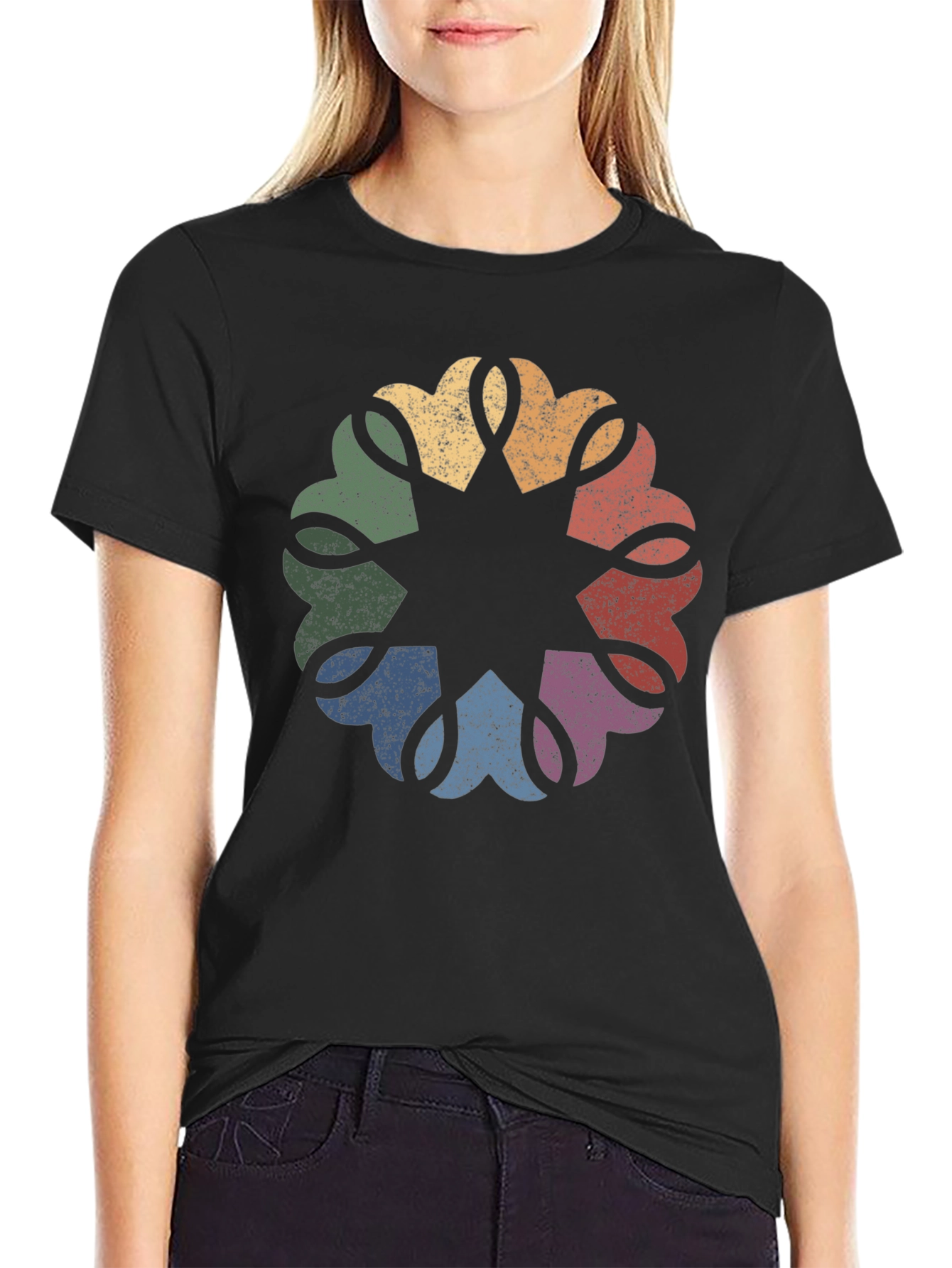 Retro Rainbow Mandala Graphic Tee