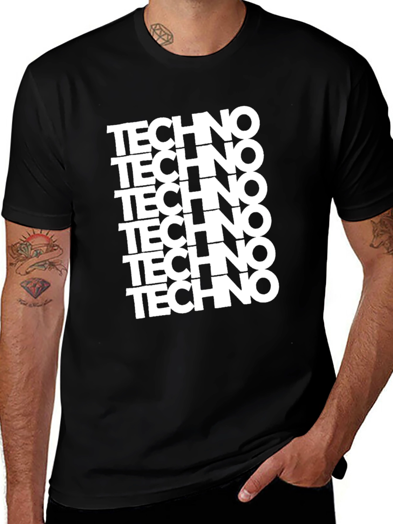 Techno Graphic Print T-Shirt - Black