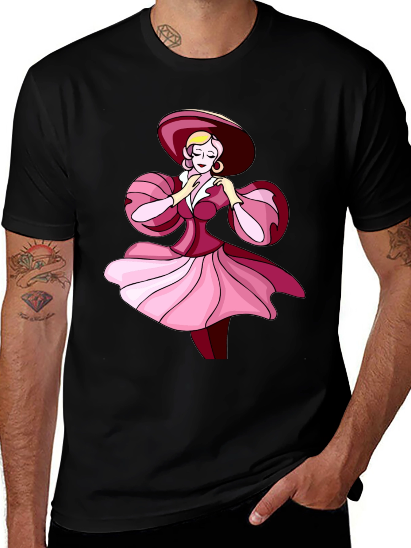 Elegant Lady Graphic Tee - Stylish Black T-Shirt