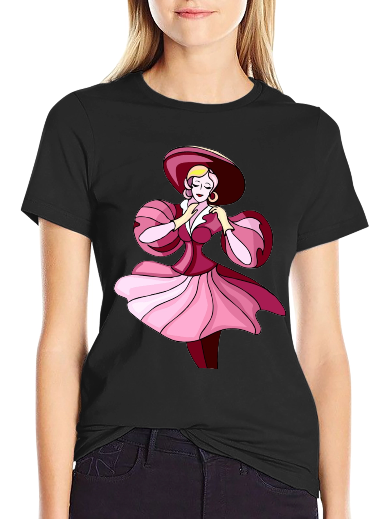 Elegant Lady Graphic Tee - Stylish Black T-Shirt
