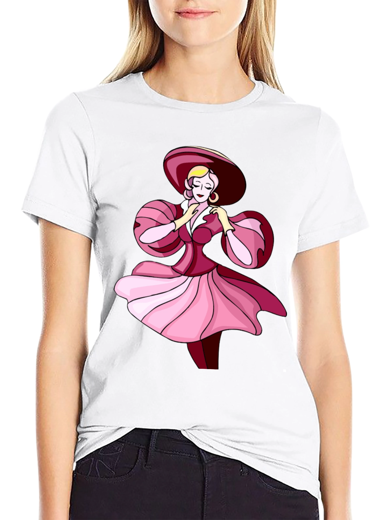 Elegant Lady Graphic Tee - Stylish Black T-Shirt