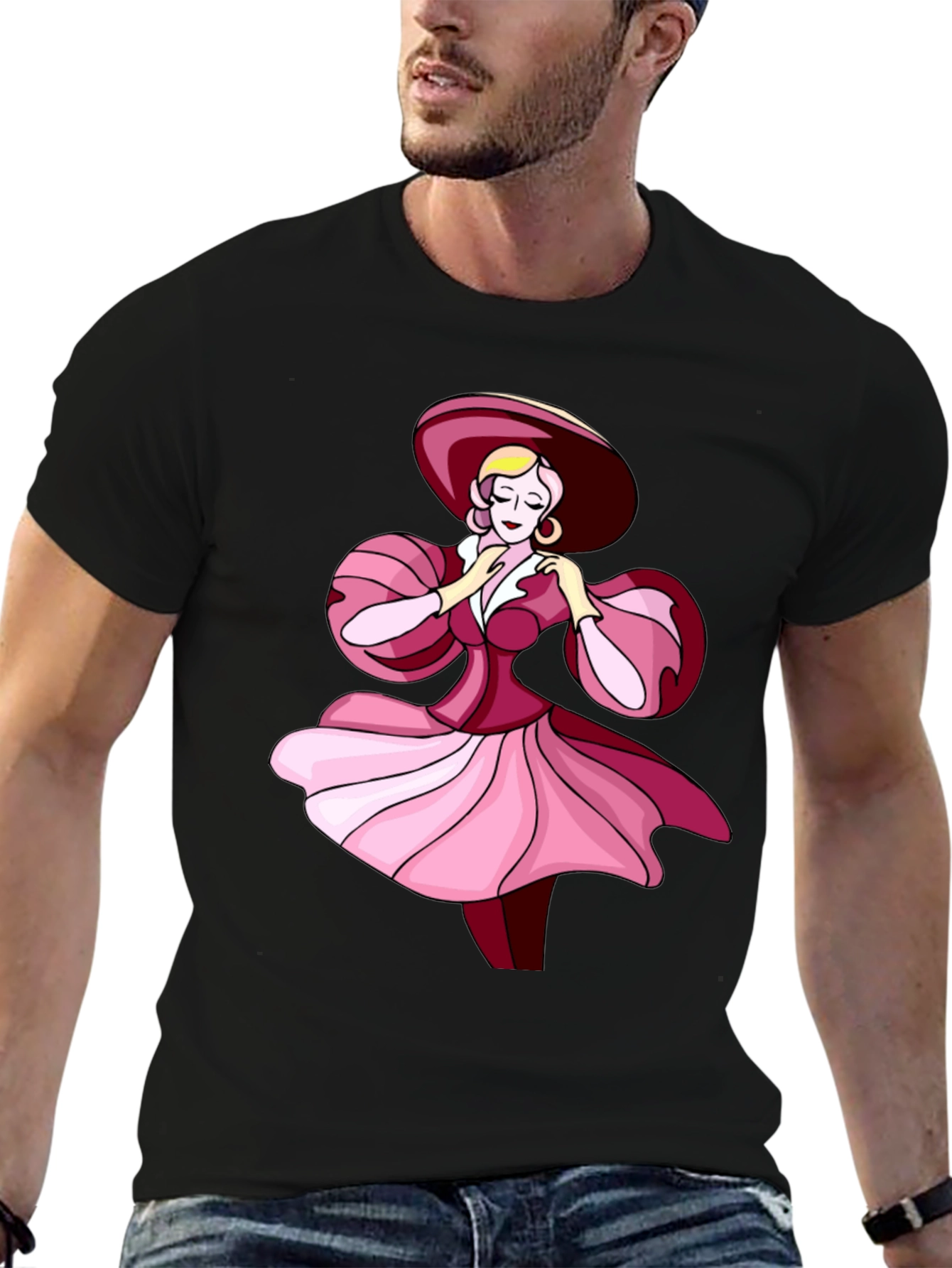Elegant Lady Graphic Tee - Stylish Black T-Shirt