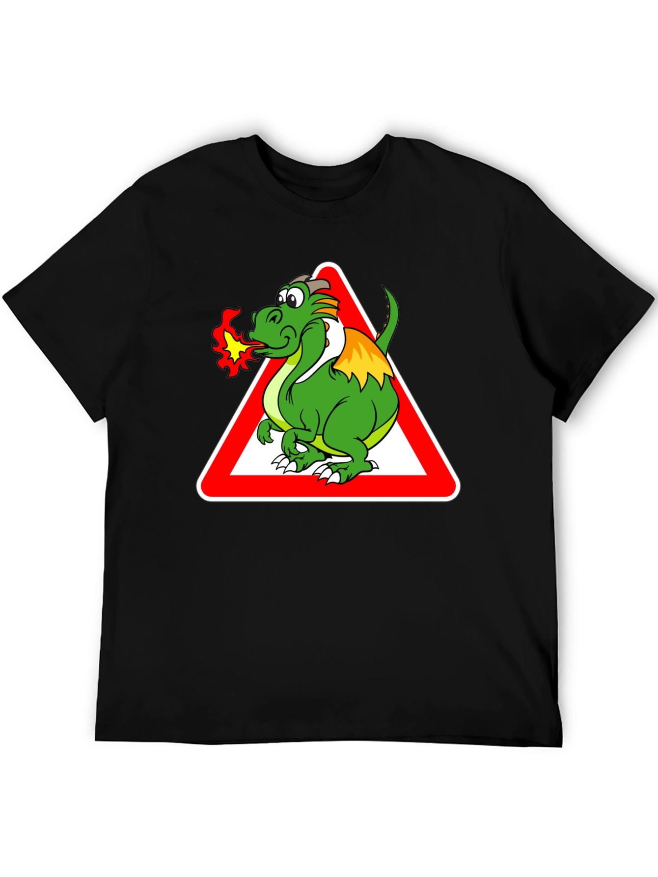 Dragon Warning Sign Graphic Tee - Black