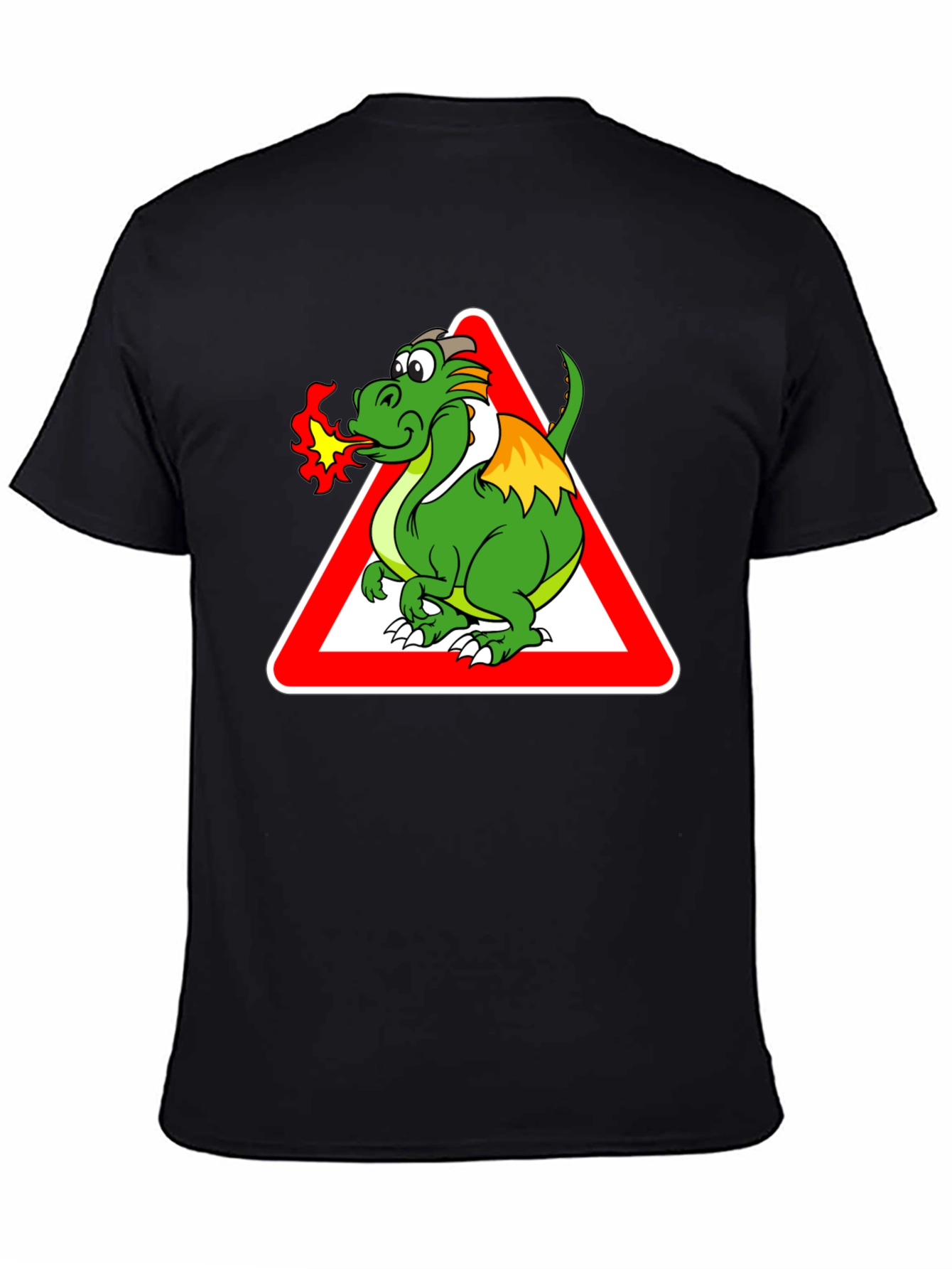 Dragon Warning Sign Graphic Tee - Black