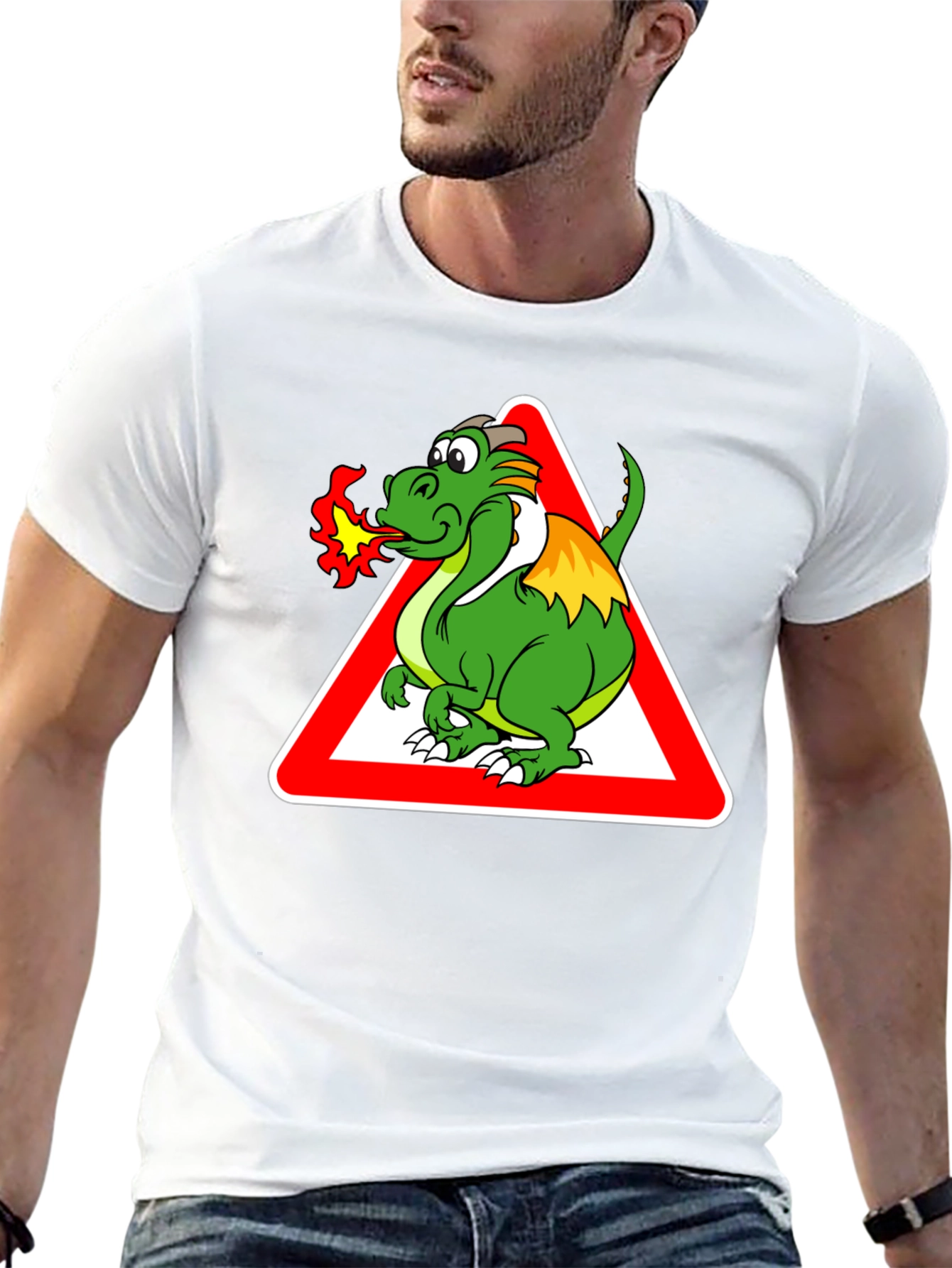 Dragon Warning Sign Graphic Tee - Black
