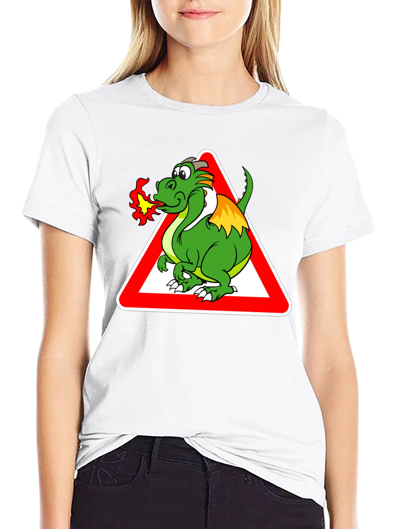 Dragon Warning Sign Graphic Tee - Black