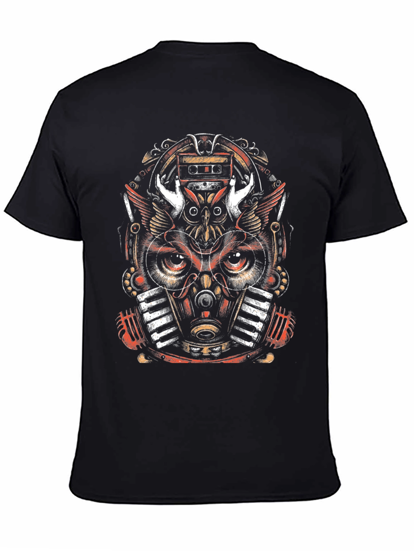 Steampunk Owl Music Lover Graphic Tee