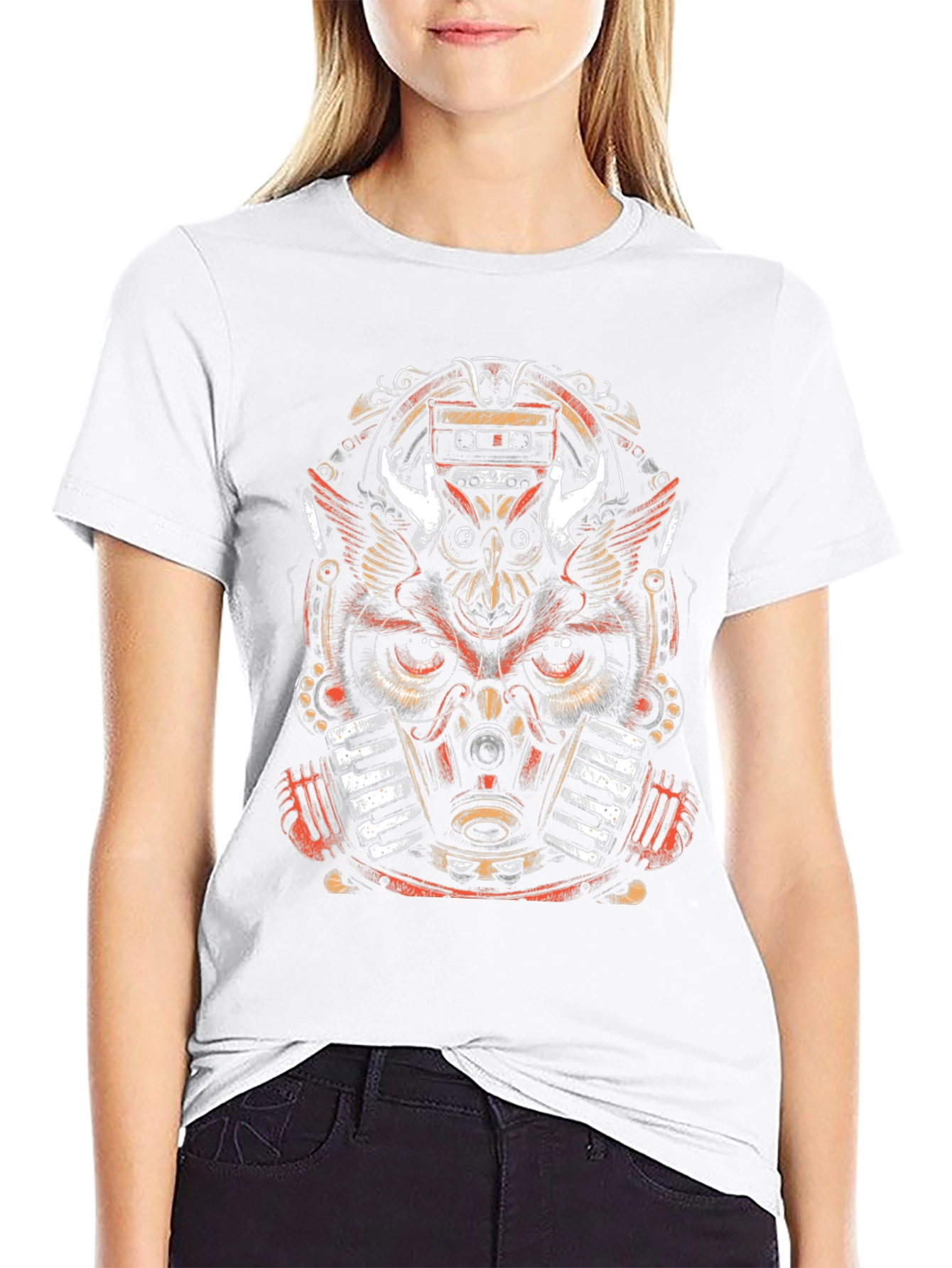 Steampunk Owl Music Lover Graphic Tee