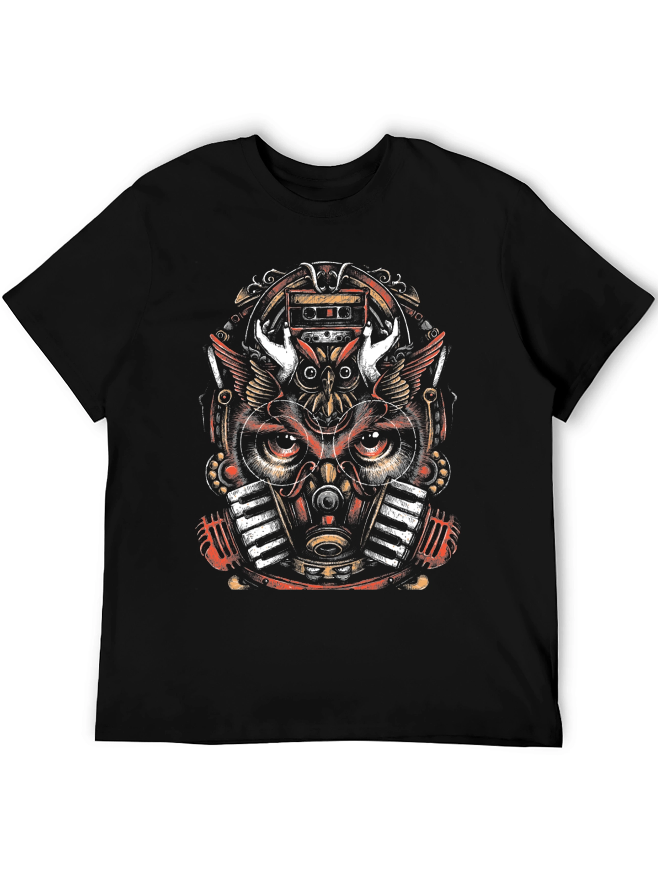 Steampunk Owl Music Lover Graphic Tee