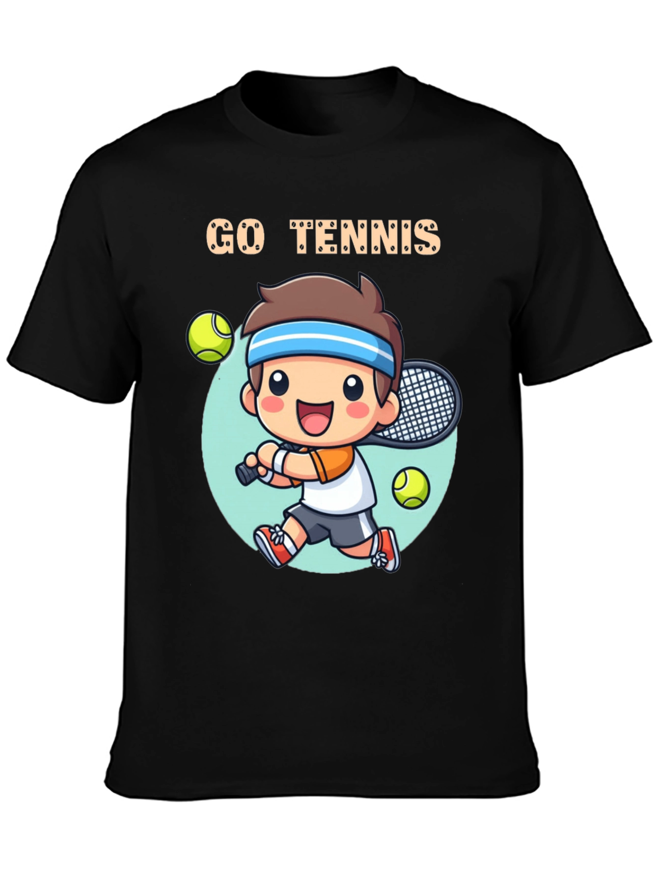 Go Tennis Cartoon T-Shirt - Sporty Graphic Tee