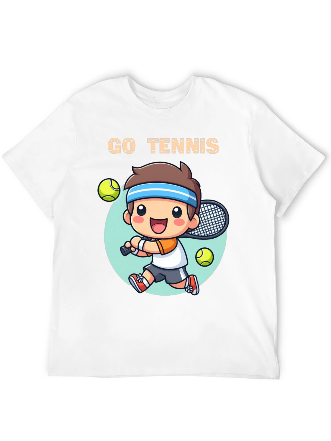 Go Tennis Cartoon T-Shirt - Sporty Graphic Tee