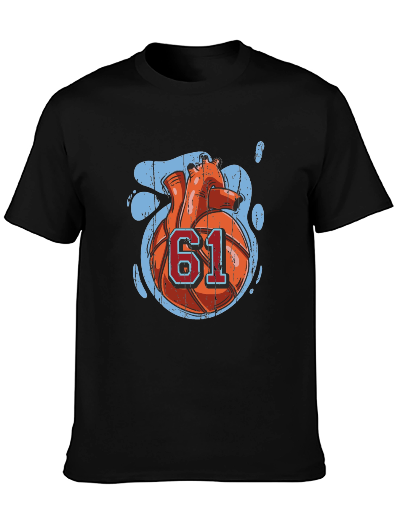 Basketball Heart Number 61 Graphic Tee