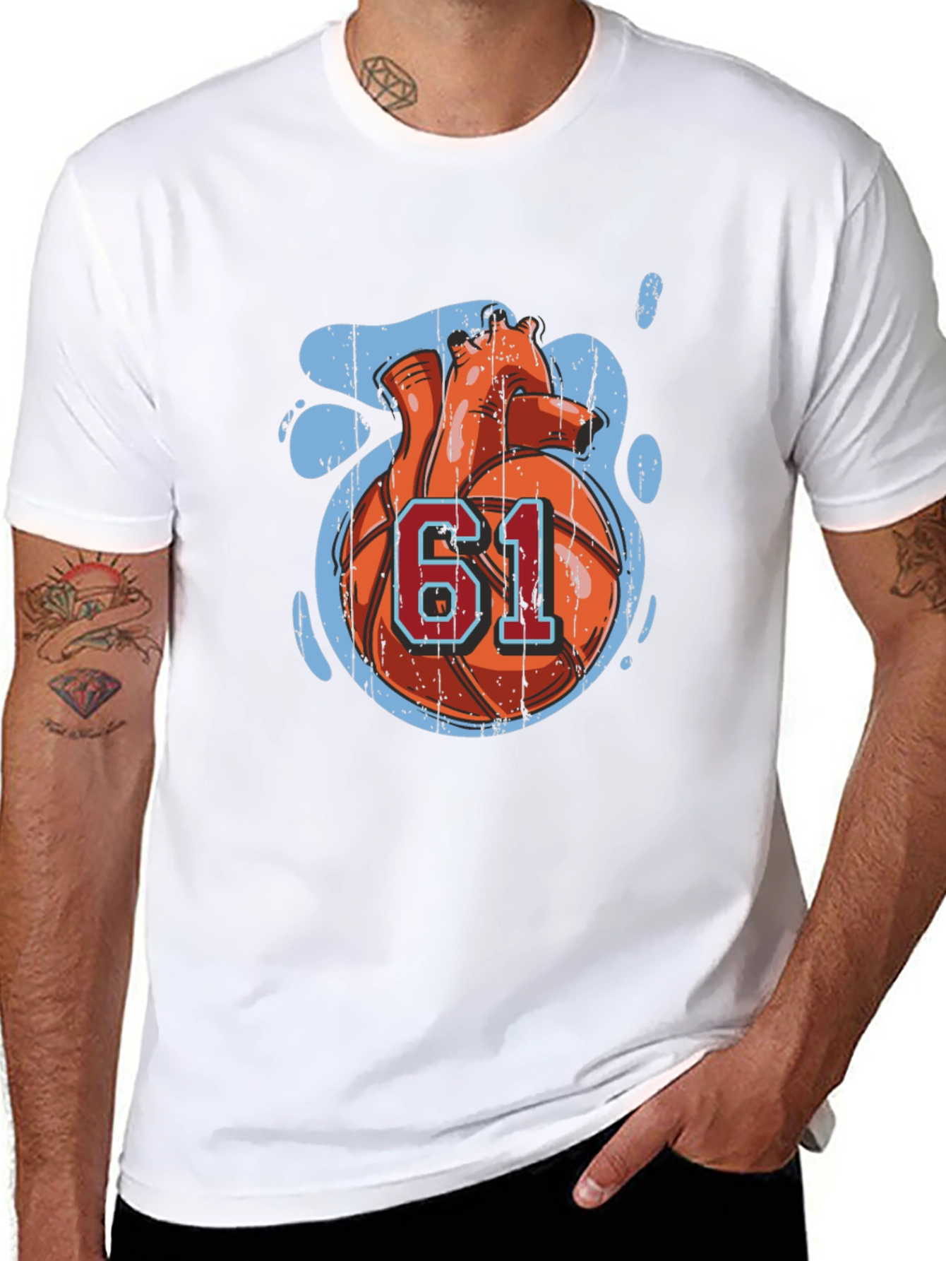 Basketball Heart Number 61 Graphic Tee
