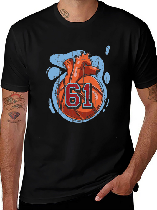 Basketball Heart Number 61 Graphic Tee