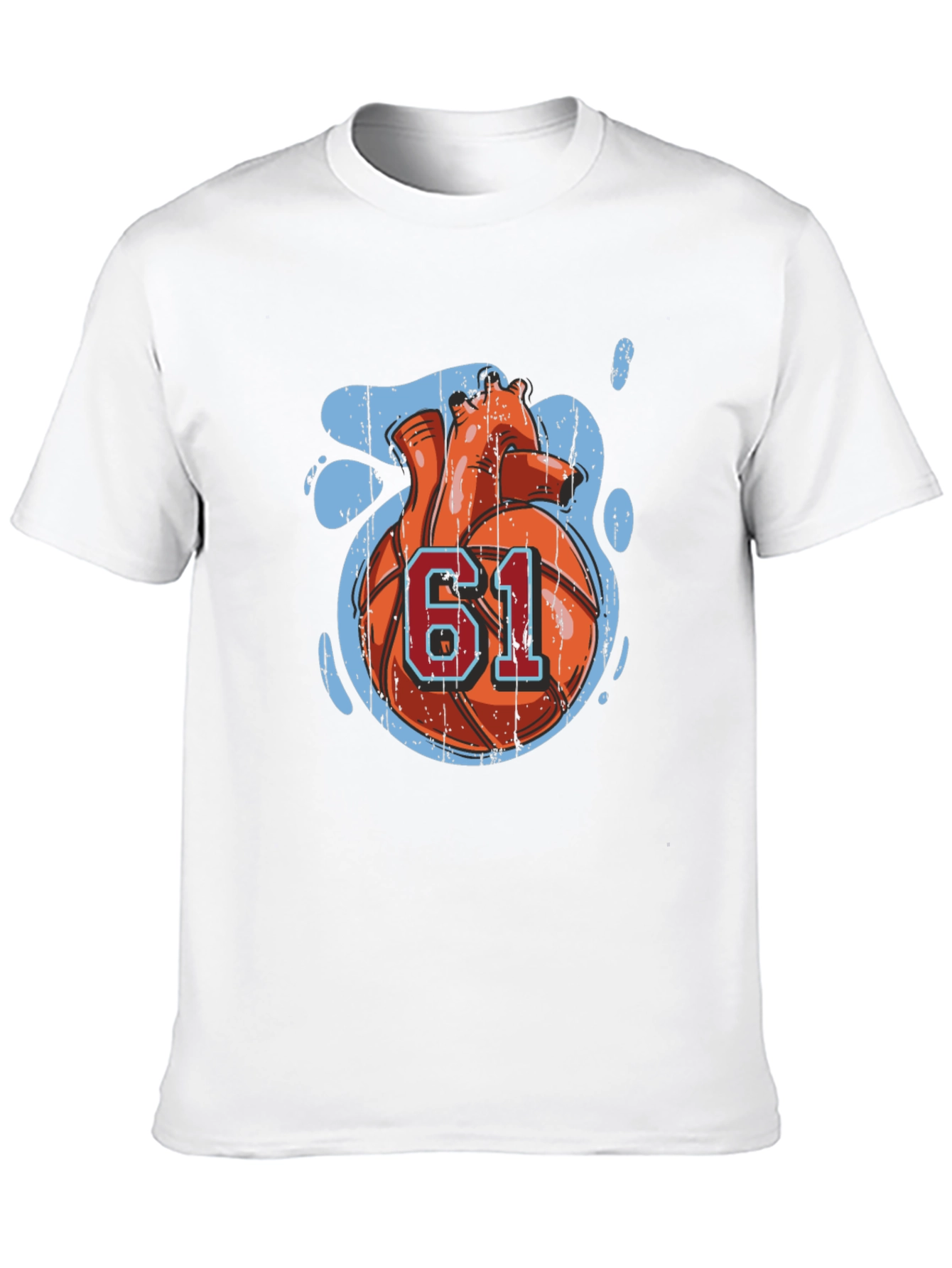 Basketball Heart Number 61 Graphic Tee