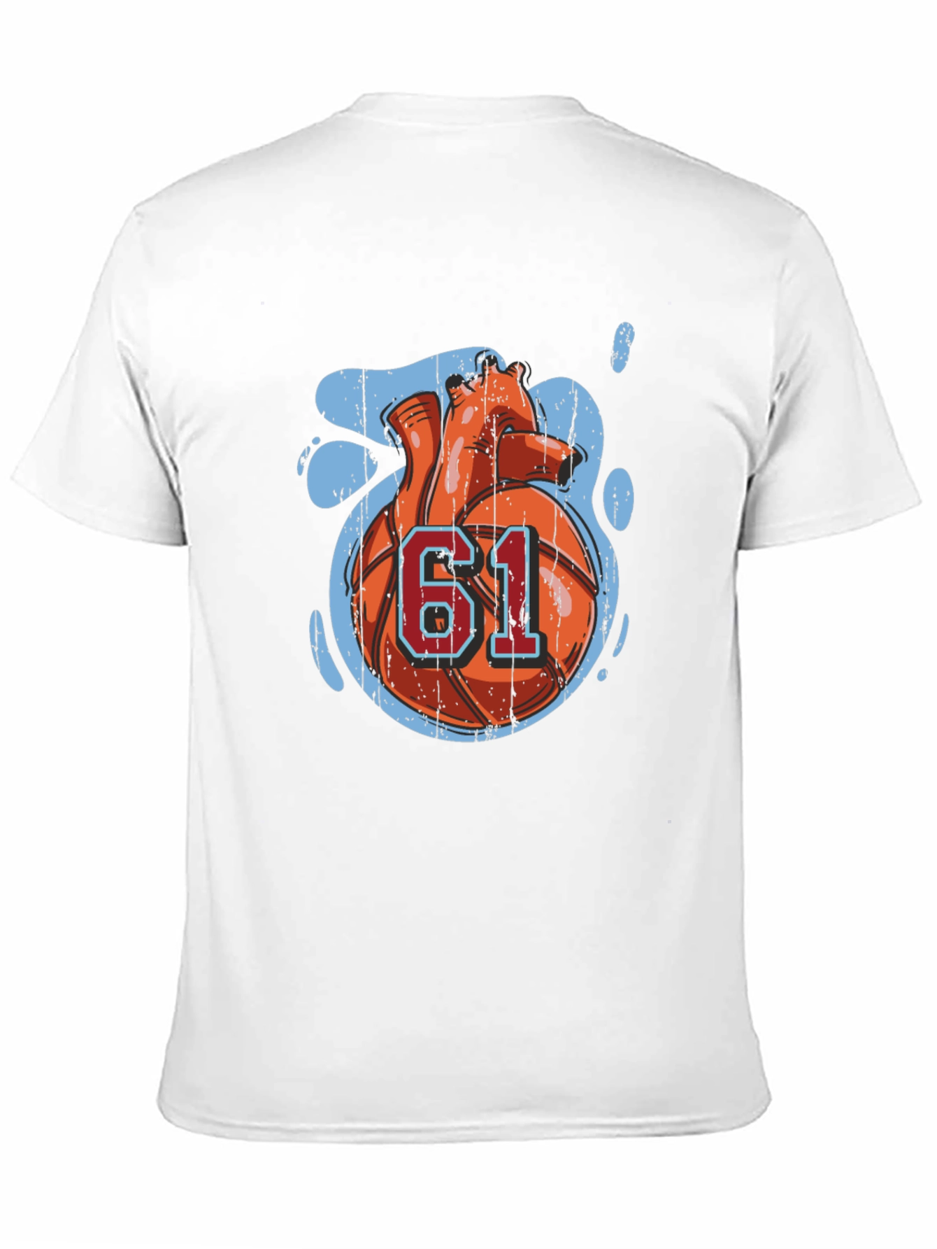 Basketball Heart Number 61 Graphic Tee